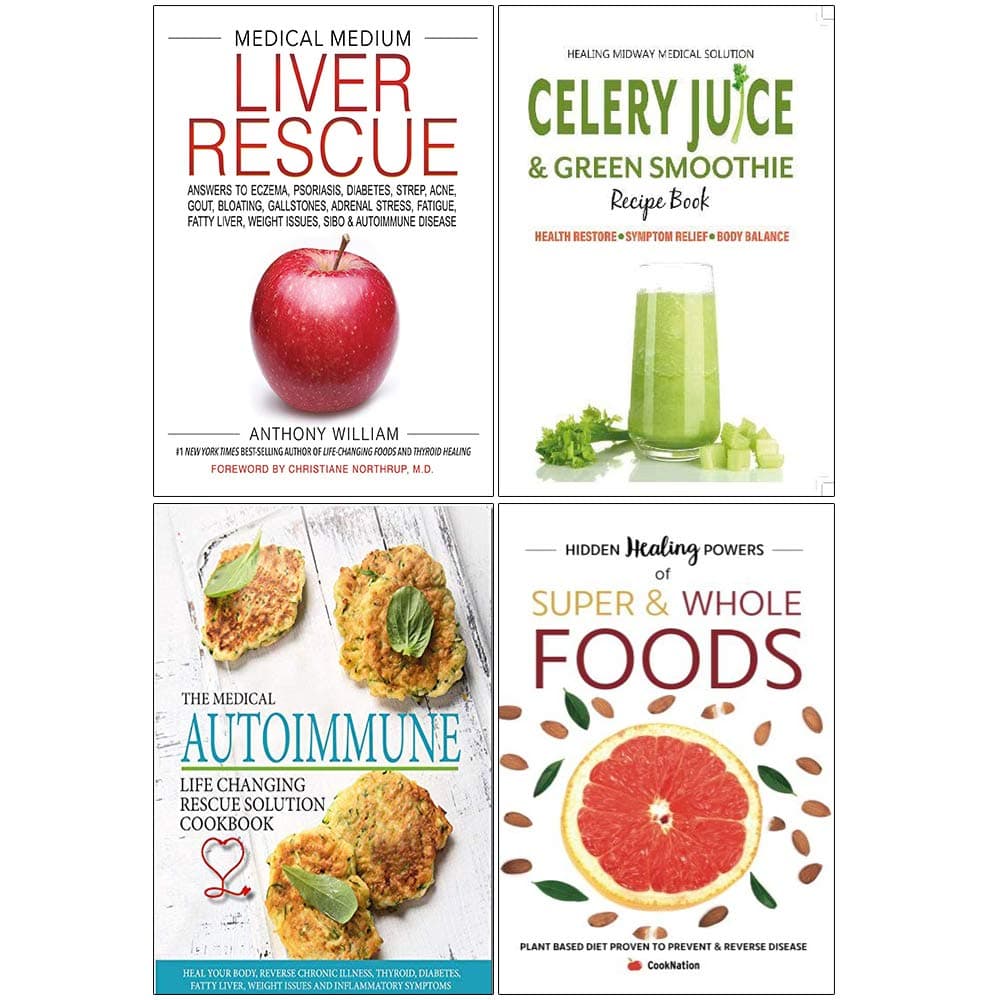Medical Medium Liver Rescue [Hardcover], Celery Juice & Green Smoothie Recipe Book, The Complete Guide to Natural Vitamins, Hidden Healing Powers 4 Books Collection Set
