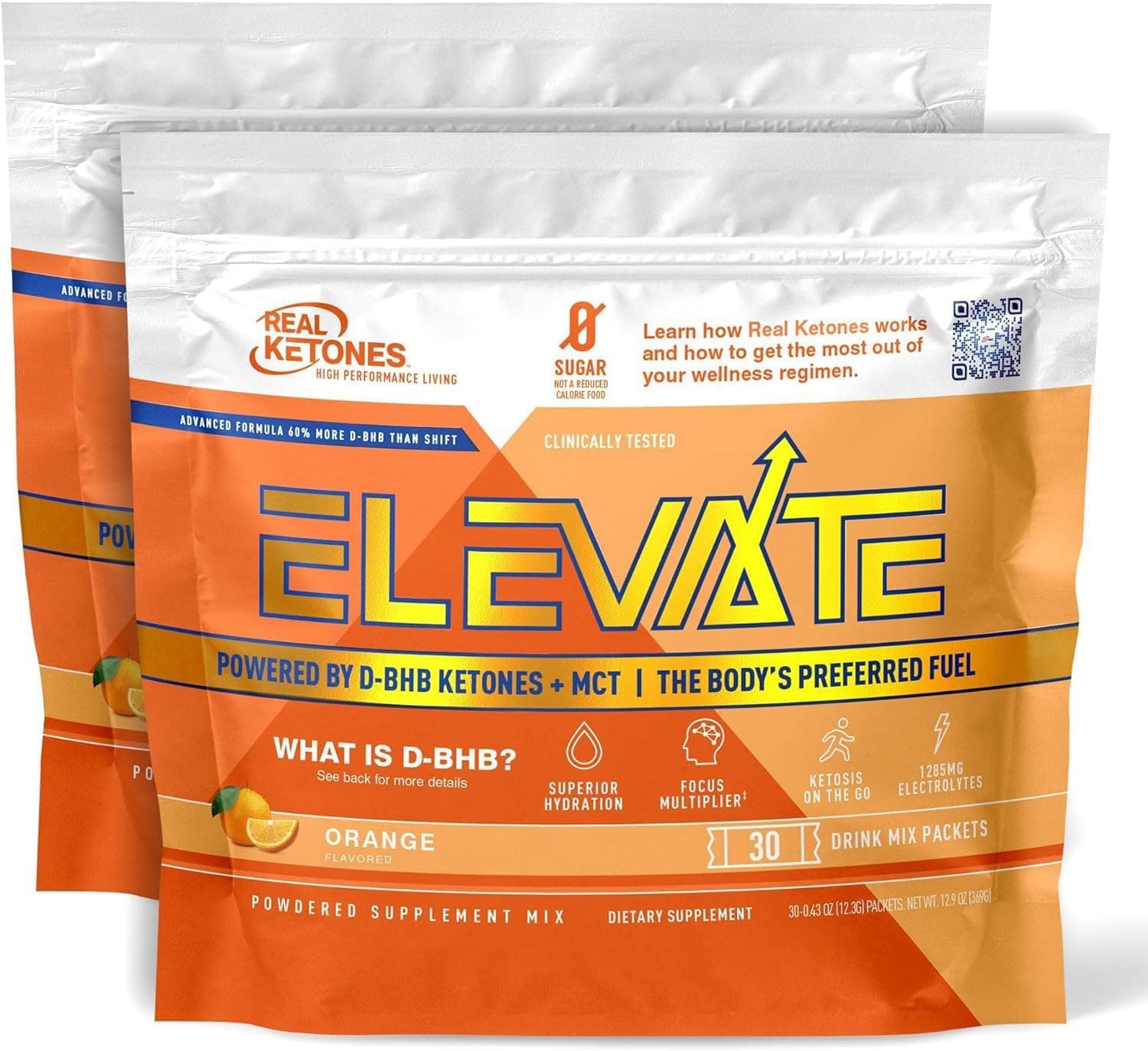 Real Ketones - Orange Blast - Exogenous Keto D BHB + MCT + Electrolytes Drink Mix Supplement Powder, 60 Packets, for Rapid Ketosis (60 Servings)