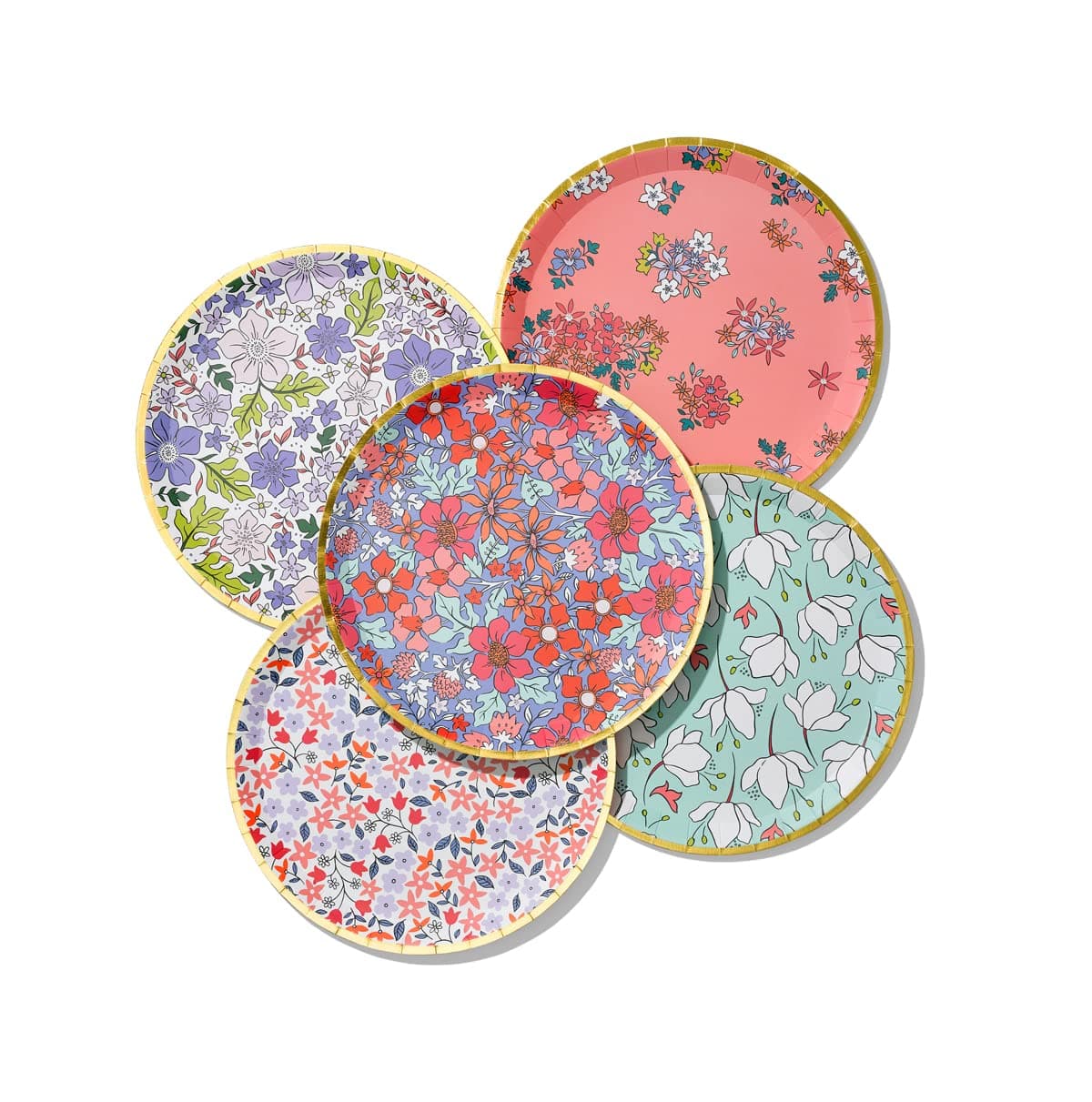 Coterie Floral Paper Plates (Set of 10 large plates) - Party For Tea Party, Bridal Shower, Garden Baby Shower Decorations | 9.25” Fancy 2 Each Design