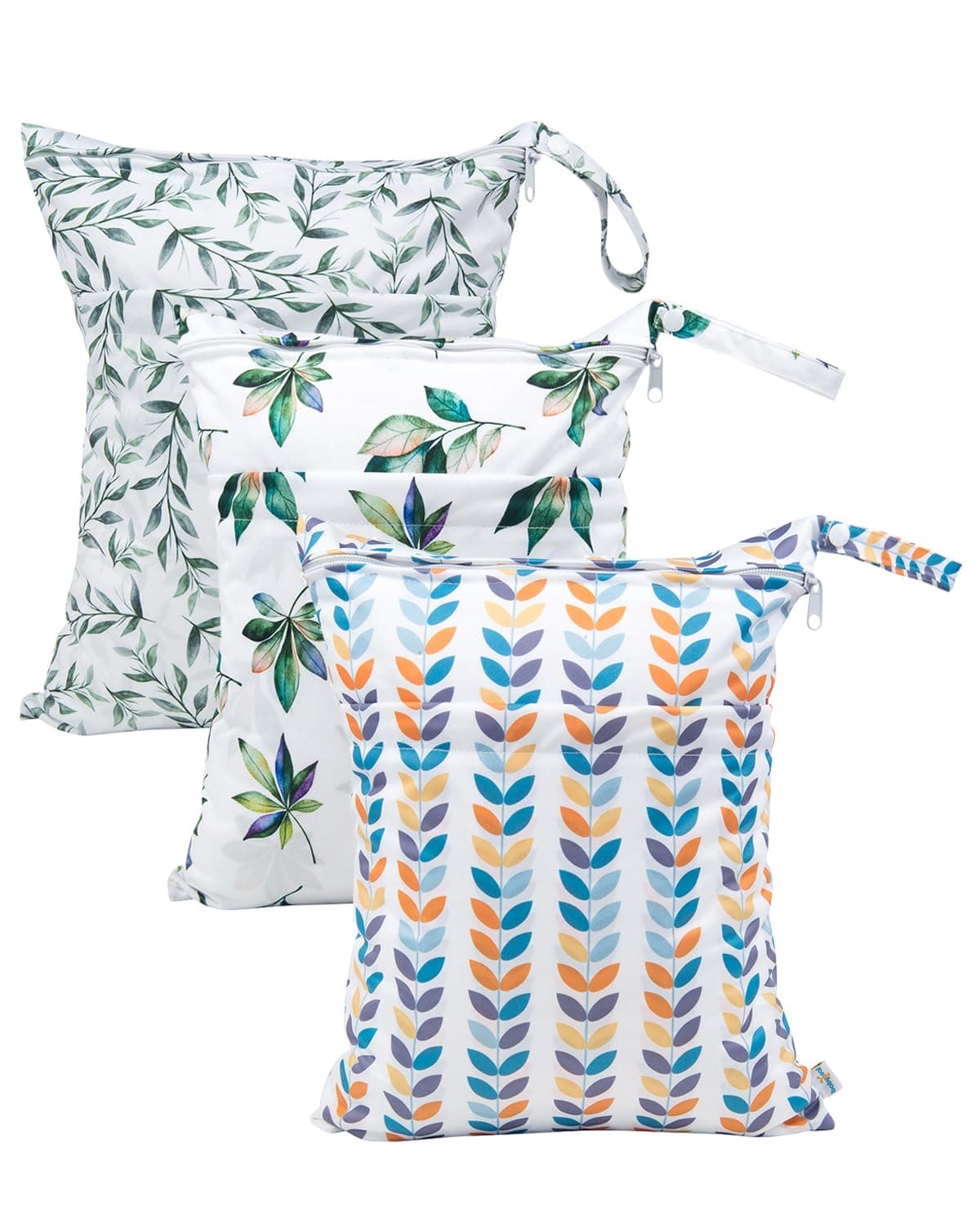 babygoal Wet Dry Bags for Baby Cloth Diapers, Washable Travel Bags, Beach, Pool, Gym Bag for Swimsuits & Wet Clothes with Two Zippered Pockets 3 Pack 3LN08-IN