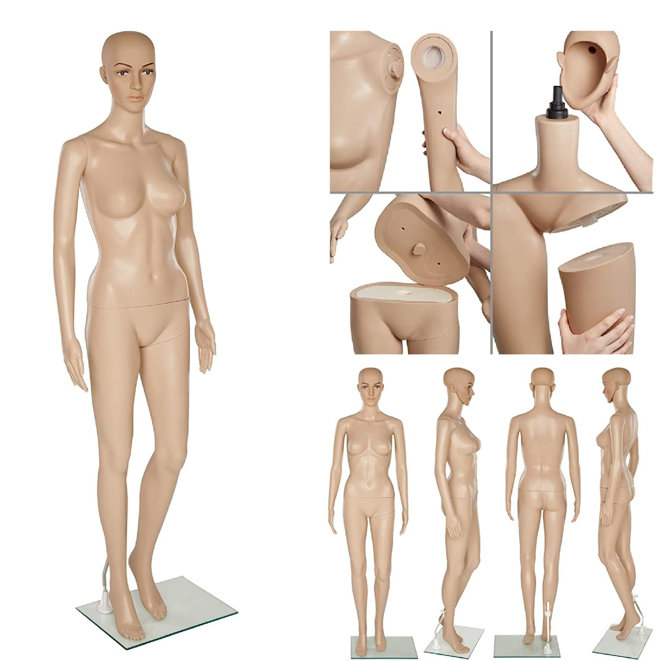 Female Mannequin Shop Window Mannequin, Rotatable and Portable, Metal Base with Calf pin - Models Male Free Next Working Day Delivery