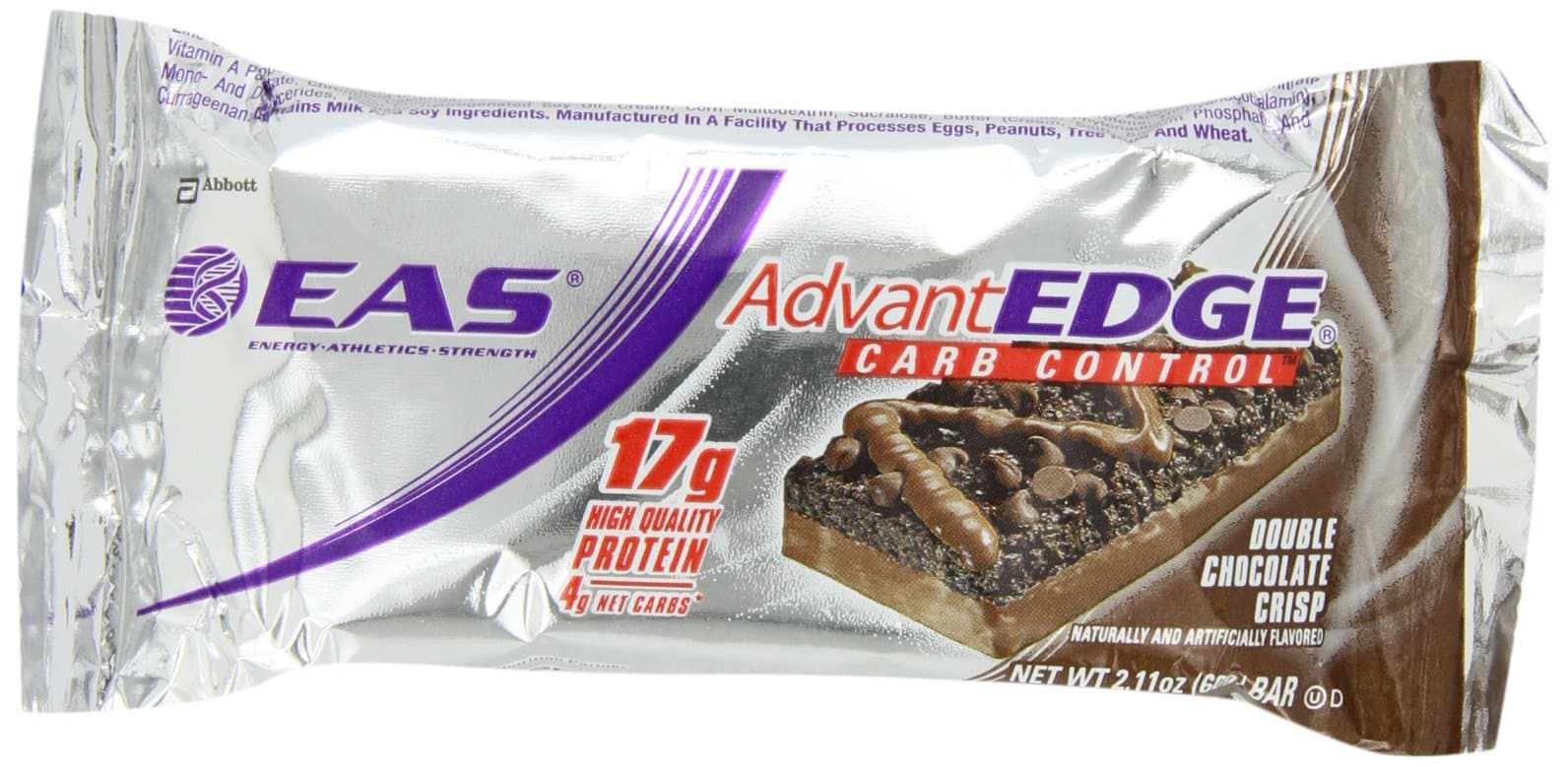 EAS AdvantEdge Carb Control Nutrition Bar, Double Chocolate Crisp (Pack of 12)