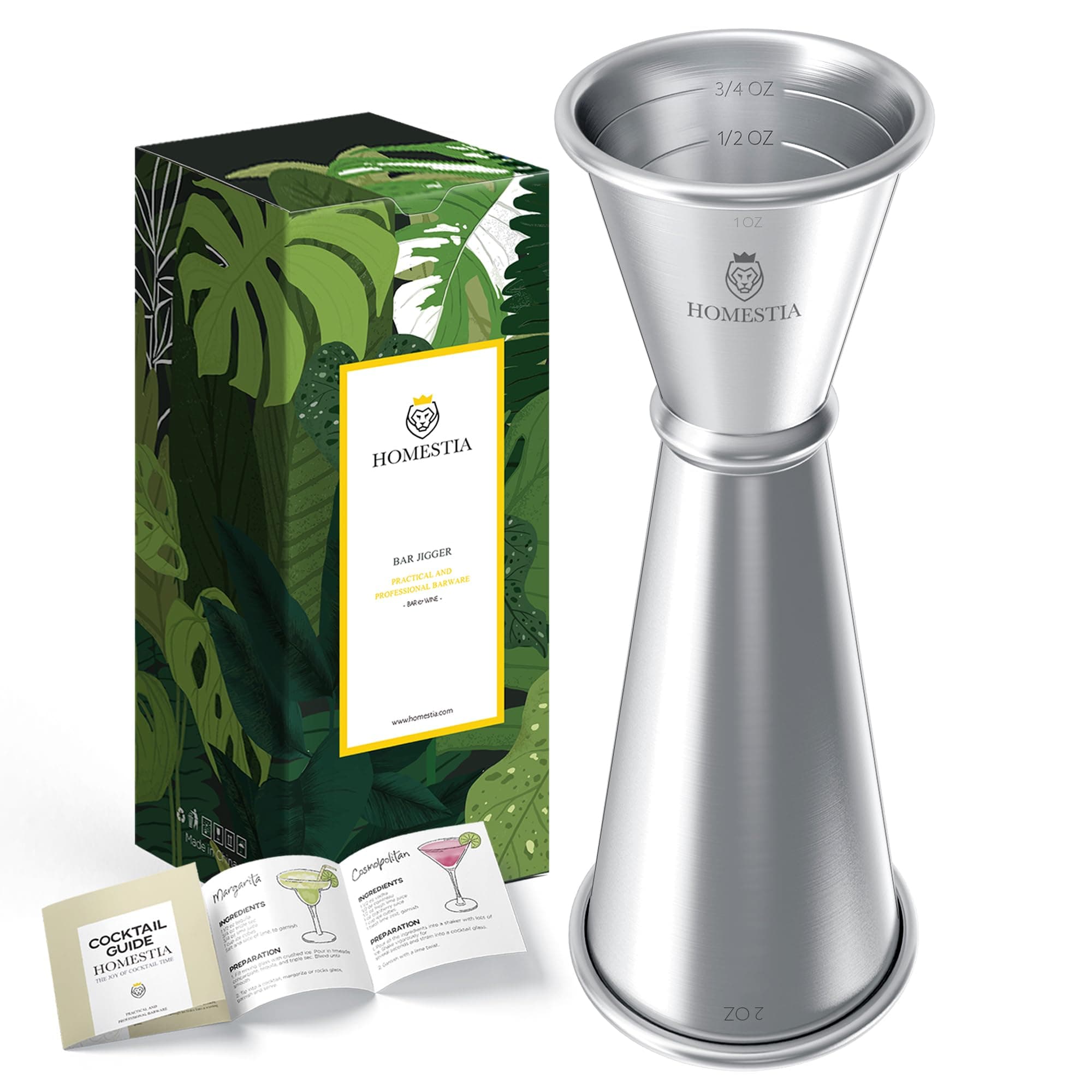 Homestia Double Cocktail Jigger Japanese Style Stainless Steel Bar Measuring Jigger 1 & 2 oz