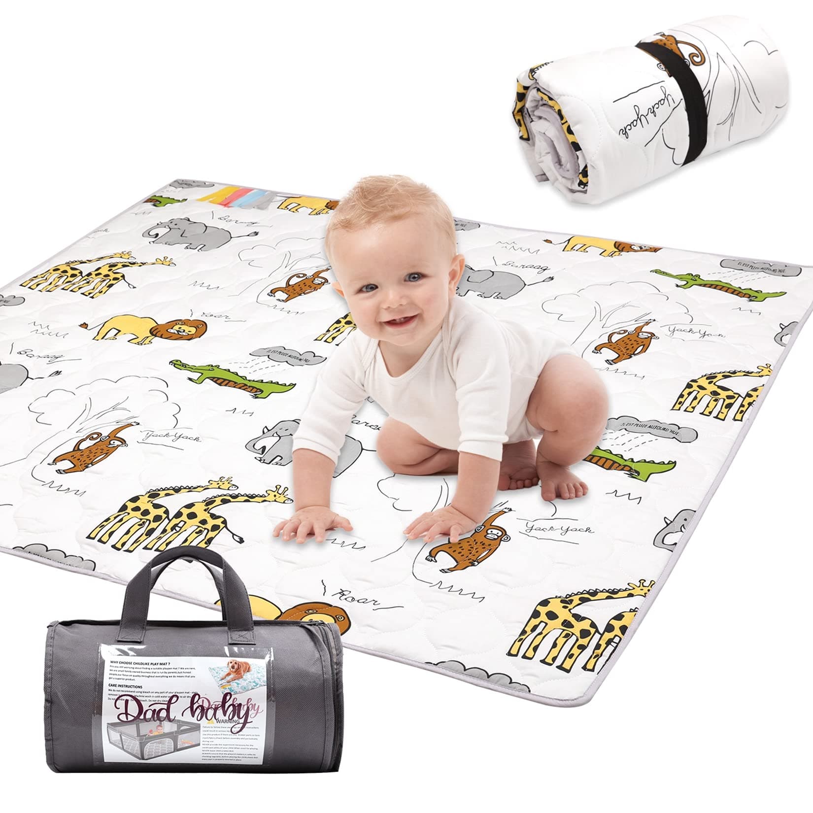 Baby Play Mat,50x50 Play Mat for Playpen Fit for TODALE and LIAMST Baby Playpen,One-Piece Crawling Mat Non Slip Cushioned Ultra Soft Fabric Baby Mats for Playing Baby Floor Mat for Babies Toddler