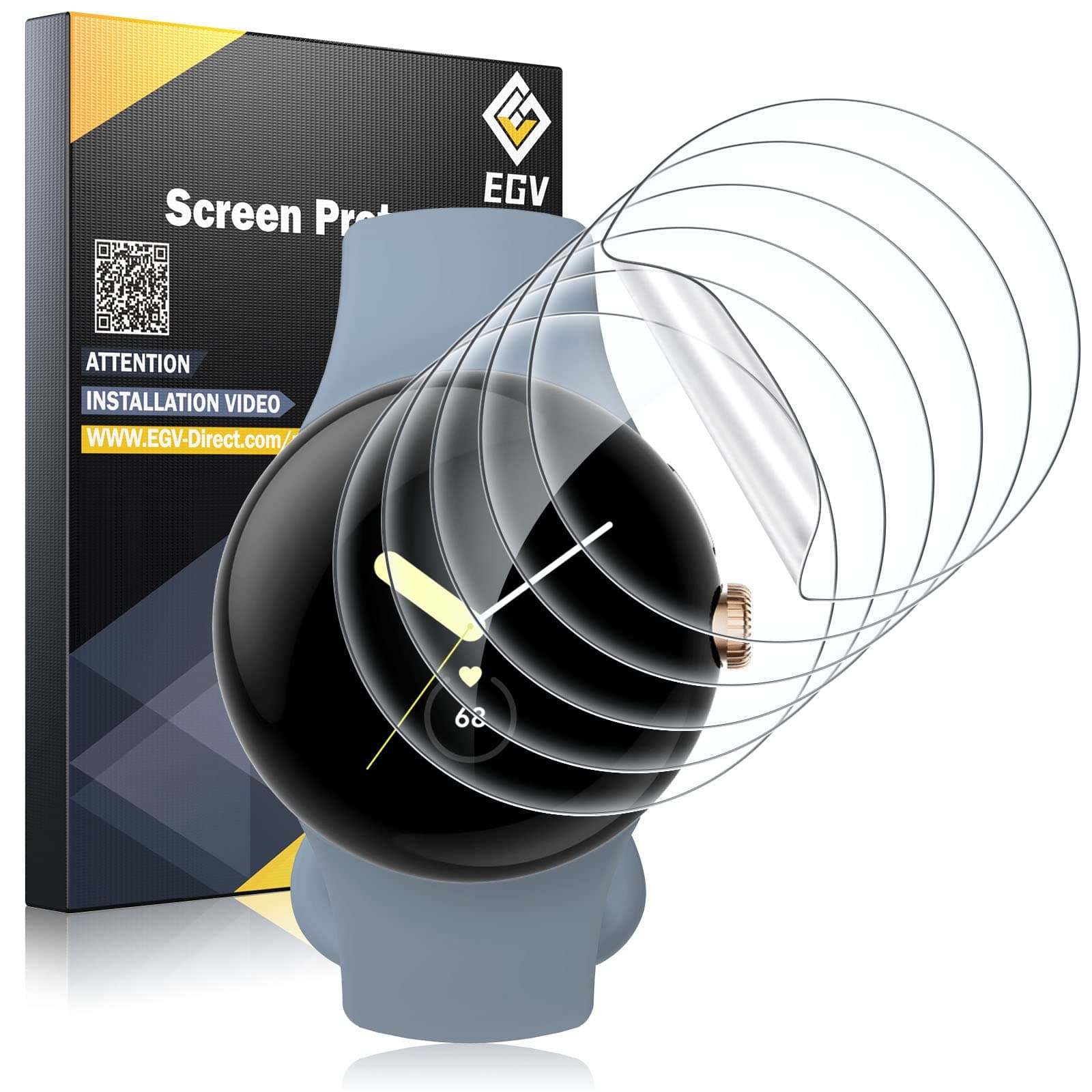 EGV 6 Pack for Google Pixel Watch 41mm Screen Protector, Pixel Watch 4/3/2/1 Screen Protector [Upgrade Flexible Film] Self-Healing, Anti-Scratch, [Non-Bubbles] Soft HD TPU