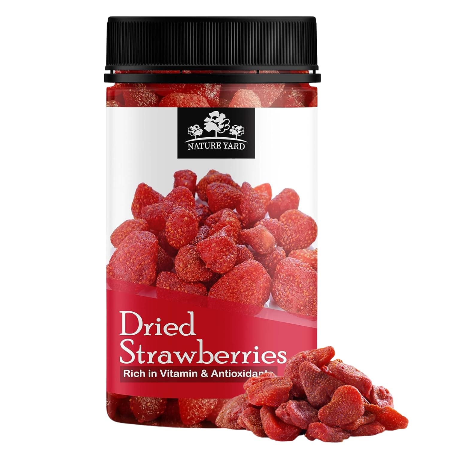 NATURE YARD Dried Strawberries - 250gm - Naturally Dehydrated Candied Strawberry dry fruit