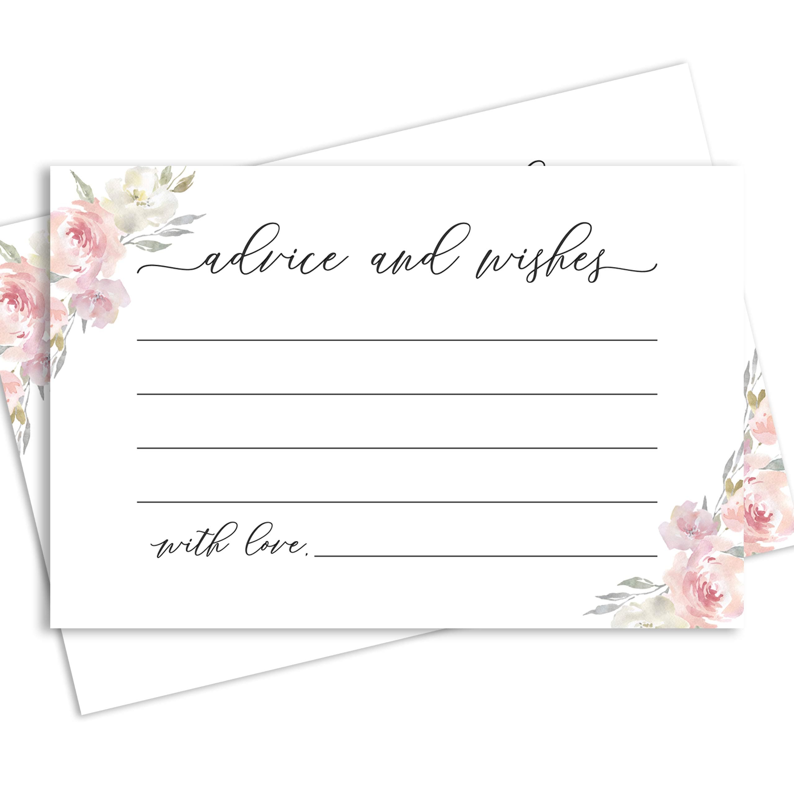 Wedding Advice Cards for The Bride and Groom, Set of 50 Floral 4x6 Wedding Wishing Well Cards, Also Perfect as Baby Shower, Bridal Shower, Graduation, Wedding Shower and Baby Advice Cards