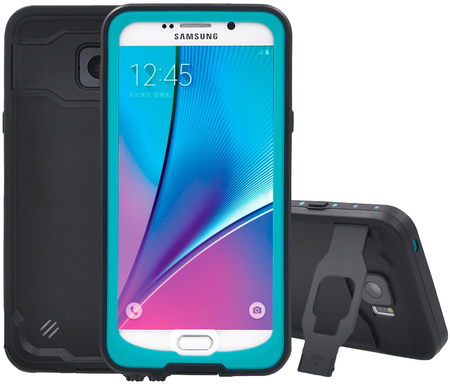 Note 5 Waterproof Case ZenNutt Galaxy Note 5 Case with Built in Screen Protector & Kickstand Full Sealed Shockproof Dustproof Underwater Hard Armor Defender Case for Samsung Galaxy Note 5 (Aqua Blue)