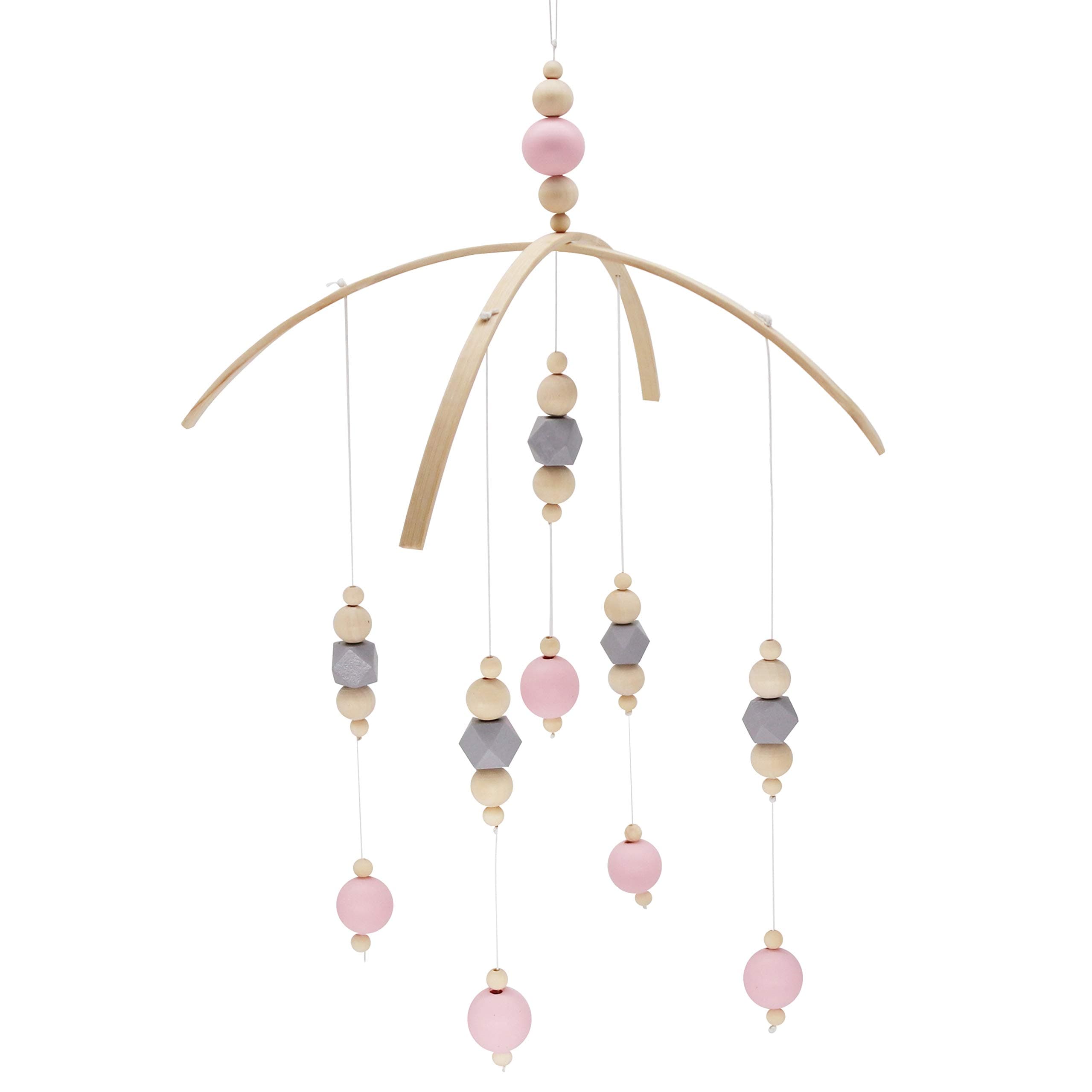 AONTUS Baby Crib Mobiles Wooden Beads for Children Boys Girls Babies Bed Room Designer Colors to Match Nursery Delight (Gray Powder Wooden Beads)