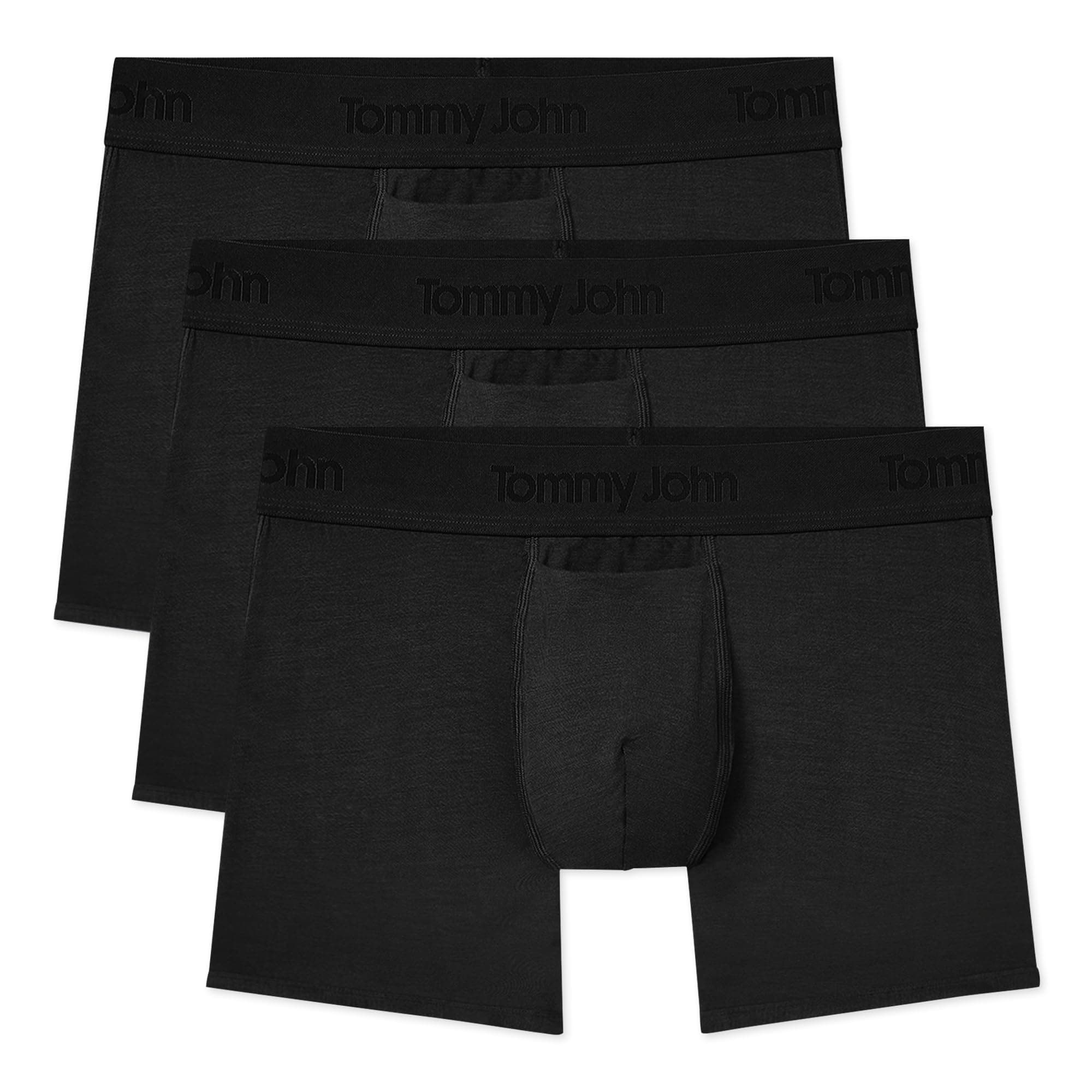 Tommy John Mens Underwear Boxer Briefs Second Skin Fabric 4.5" Inseam 3 Pack