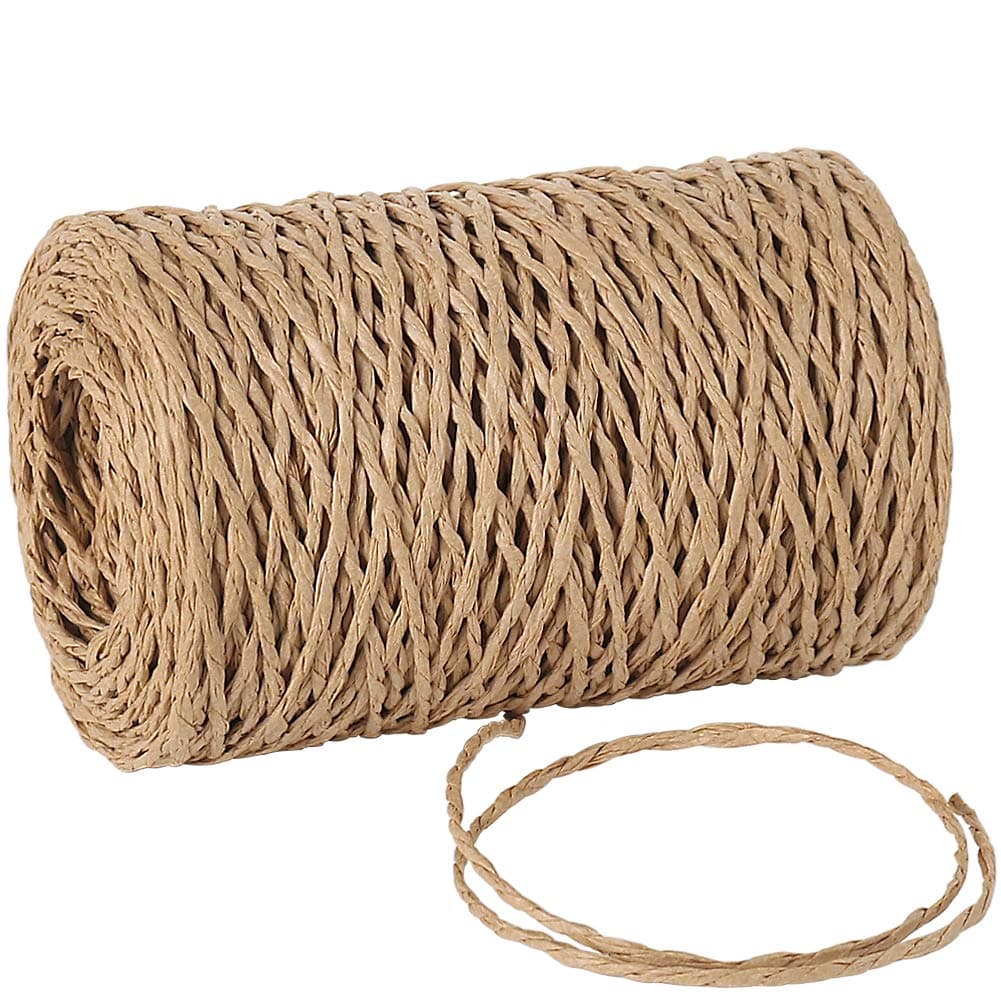 (Brown) - Tenn Well Natural Paper String, 100m 2mm Twisted Craft Raffia Paper Ribbon for Gift Wrapping, Crafting, Packing, Crocheting