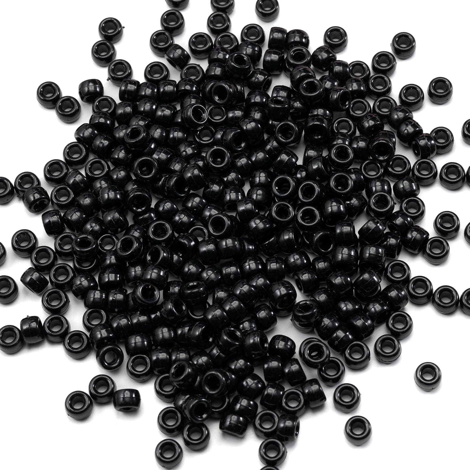 Gxueshan 1000pcs Acrylic Black Pony Beads 6x9mm Big Hole Pen Hair Kandy Beads Bulk Friendship Bracelet Necklace Jewelry Making Earrings Braided Kit