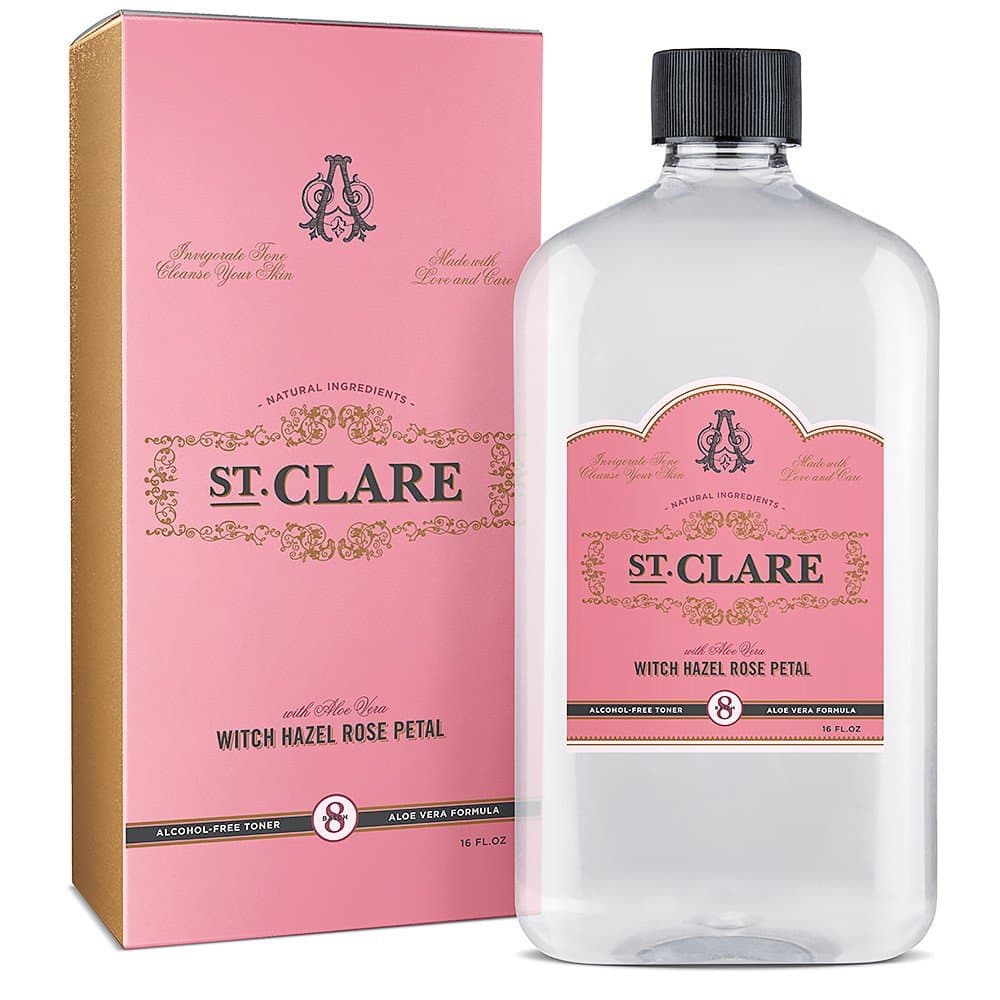 St Clare Rosewater, Aloe & Witch Hazel Facial Toner - Alcohol Free Witch Hazel Toner For Face & Skin, Rose Water & Aloe Vera Facial Toner, Skin Care Witch Hazel Alcohol Free 16 Ounce