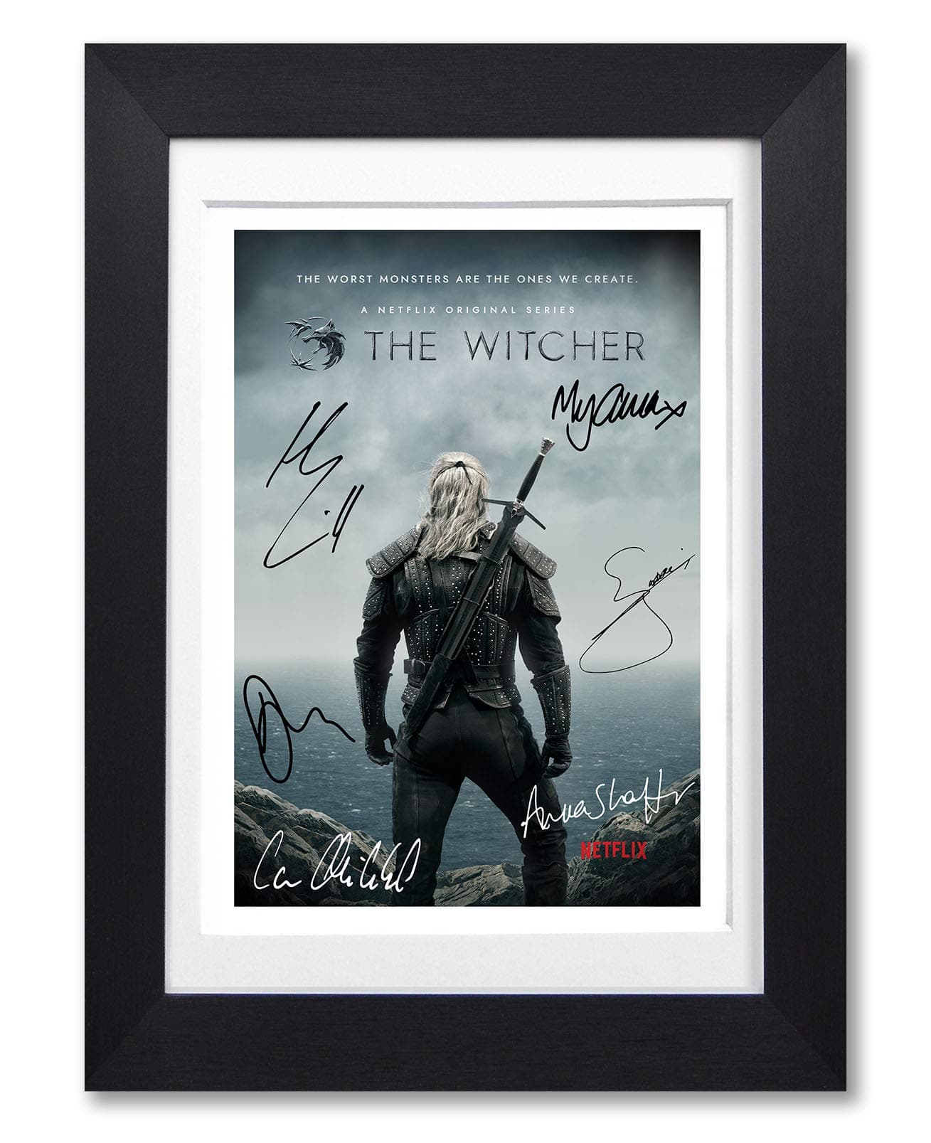 The Witcher Cast Signed Autograph A4 Poster Photo Print TV Show Series Season Framed Memorabilia Gift (BLACK FRAMED & MOUNTED)
