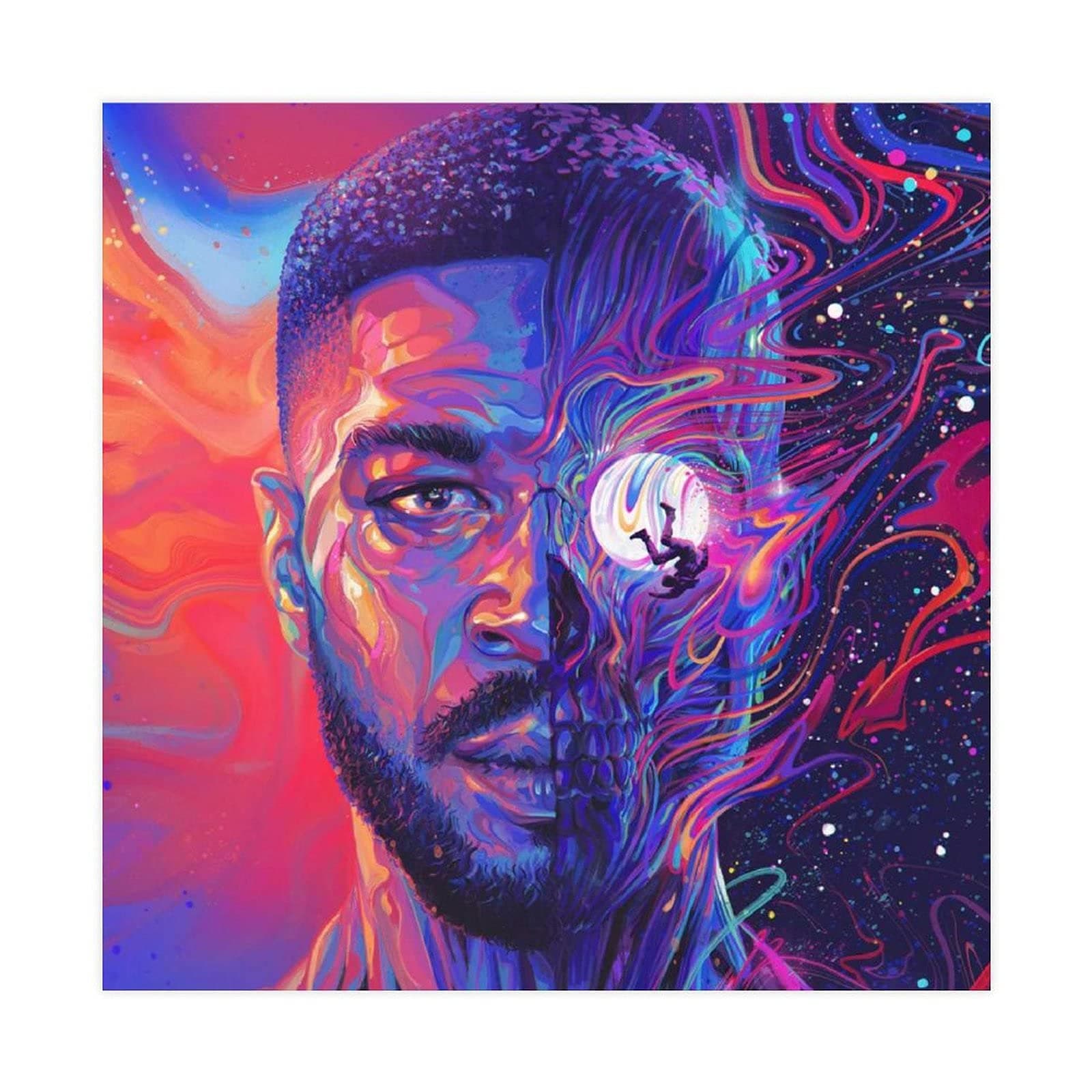 Album Cover Kid Cudi Man On The Moon III The Chosen Album Canvas Poster Wall Art Decor Print Picture Paintings for Living Room Bedroom Decoration Unframe:12×12inch(30×30cm)