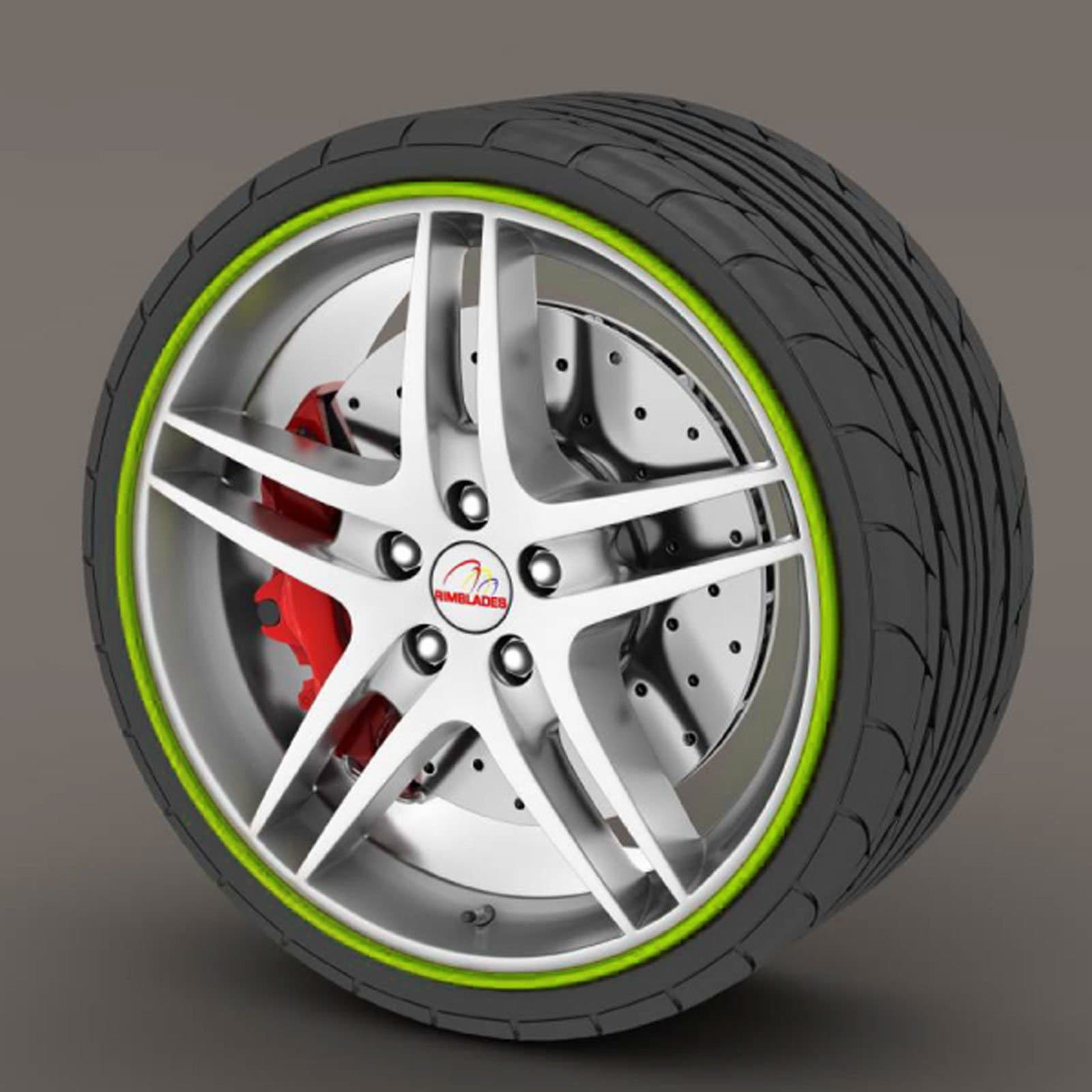 Rimblades Corvette Green Alloy Wheel Edge Ring Rim Protectors Tyres Tire Guard Rubber Moulding