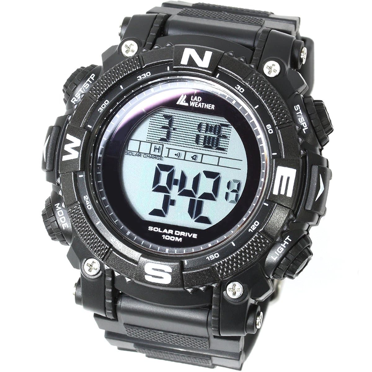 LAD WEATHER Powerful Solar Watch Military Camouflage Pattern Combat Style Brand of America and Japan (Black/Grey)
