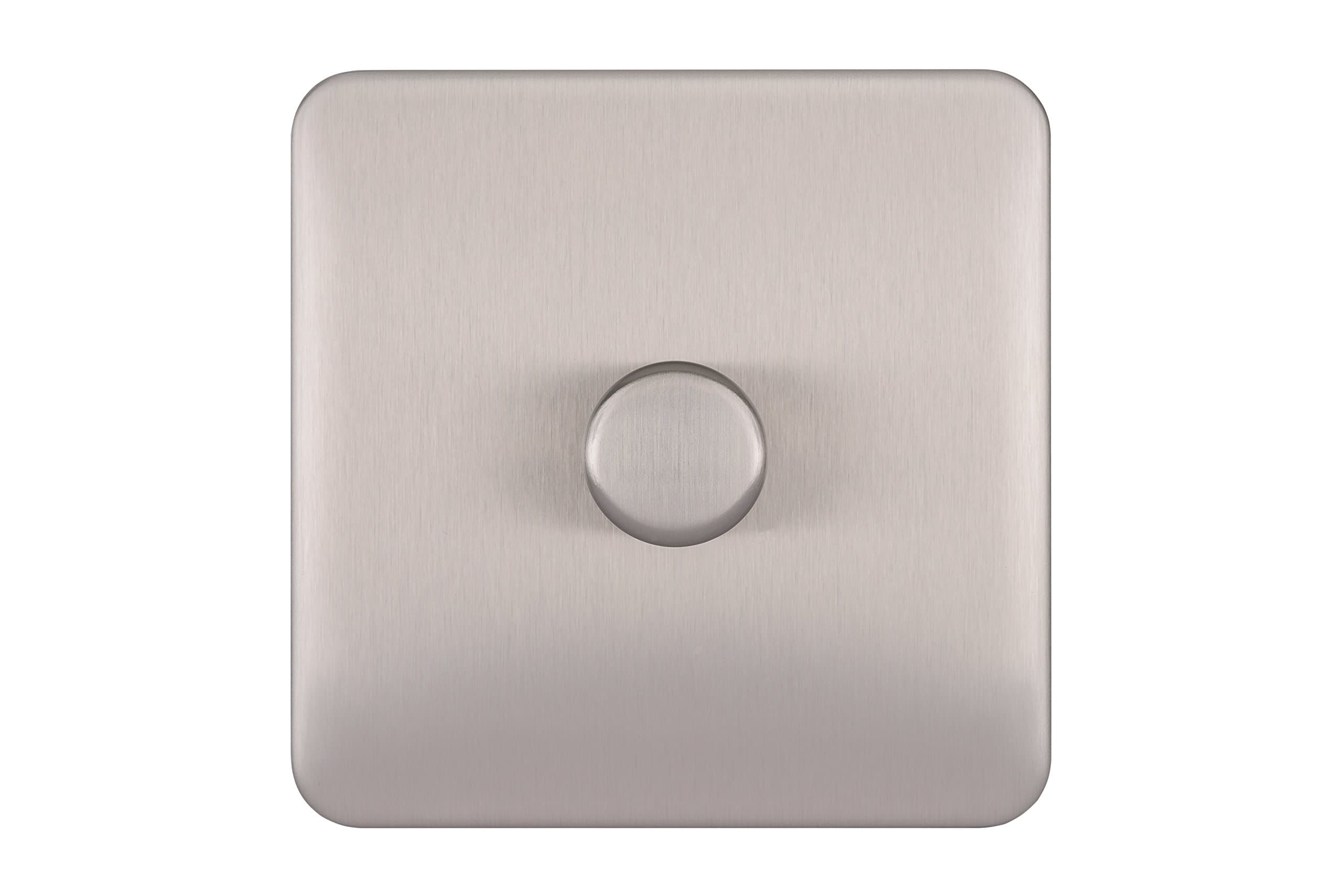 Lisse Screwless Deco - Single Universal 2 Way Dimmer Light Switch, 400 W/VA, GGBL6012CSSS, Stainless Steel