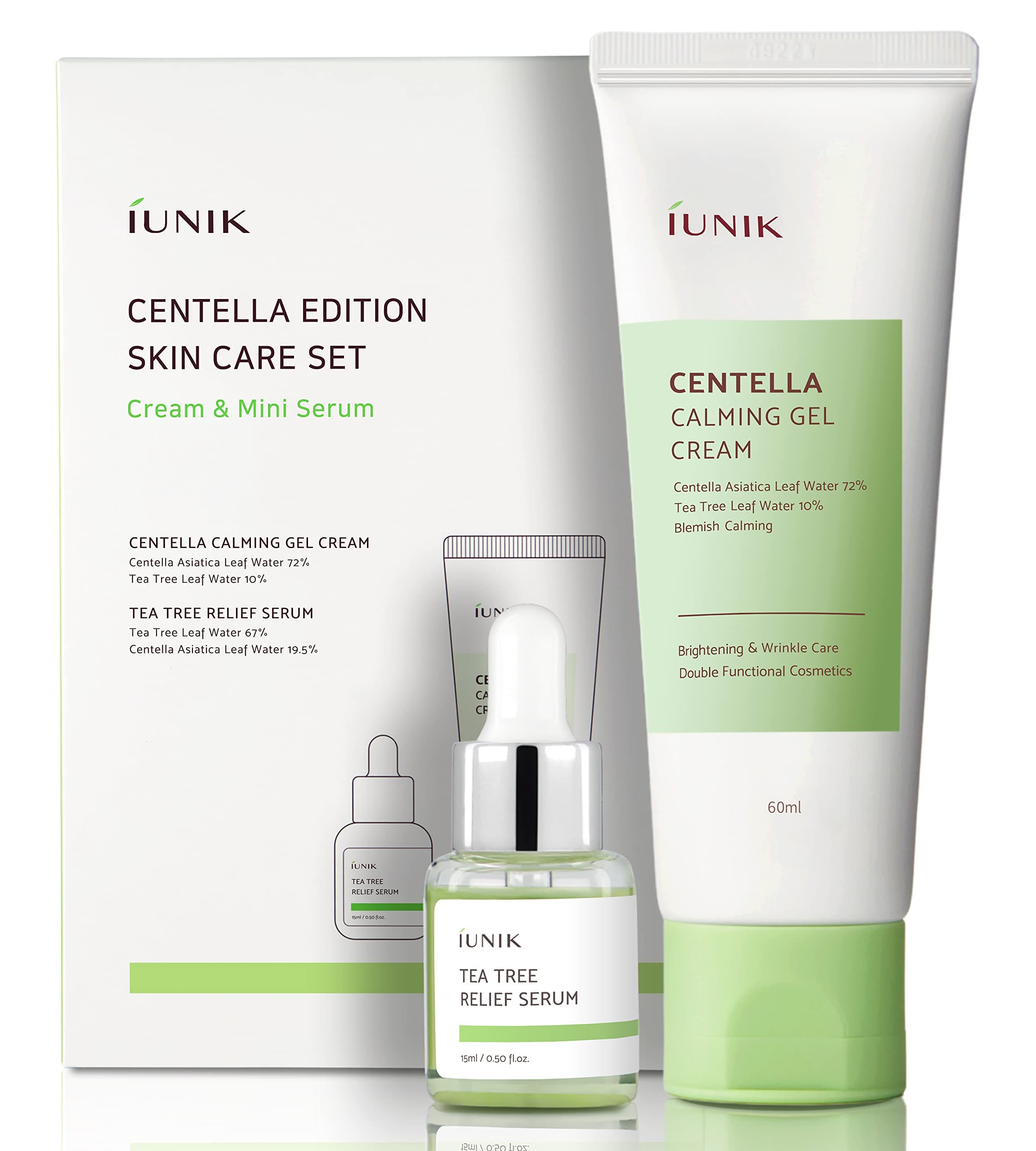 Centella Edition Skincare Set (Cream 2.02 fl.oz. & Mini Serum 0.51 fl.oz.) - Centella Asiatica and Tea Tree Leaf Waters to Soothe, Calm, Moisturize, and Protect the Skin