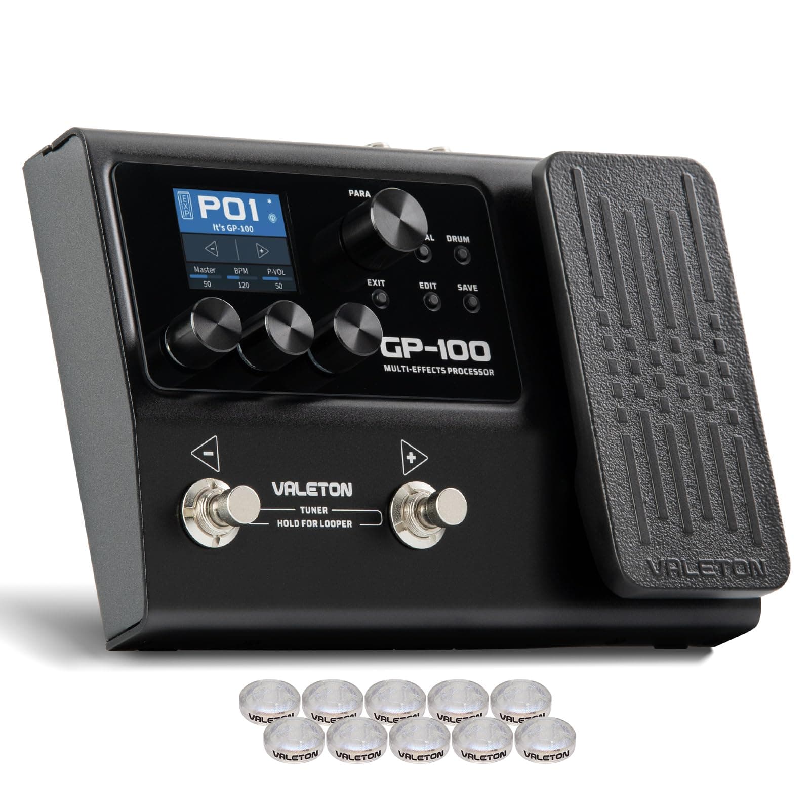 Multi Effects with Expression Pedal Guitar Bass Amplifier Modeling IR Cabinets Simulation Multi-language Stereo OTG USB Audio Interface GP-100