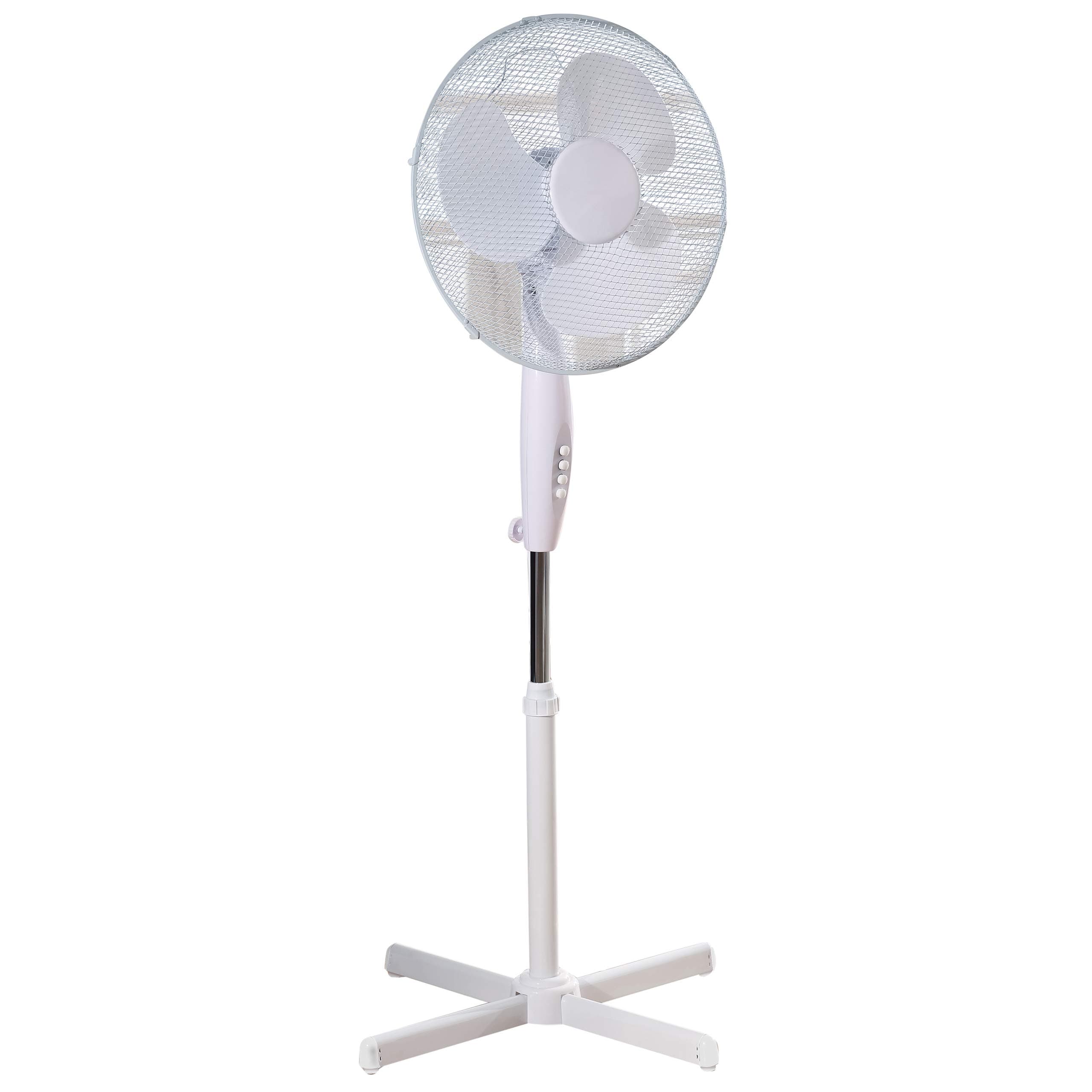 Daewoo COL1065 16-Inch Pedestal/Stand Fan, Portable Fan for Home or Small Office, 3 Speed Settings, Sturdy Base, Easy-to-Use Key Switch, Ideal Cooling System - White