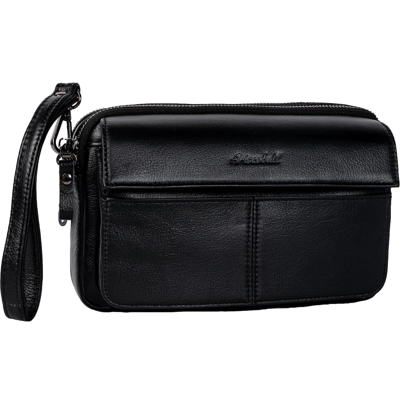 Leather Men's Clutch Bag - Travel Wrist Wallet & Card Organizer