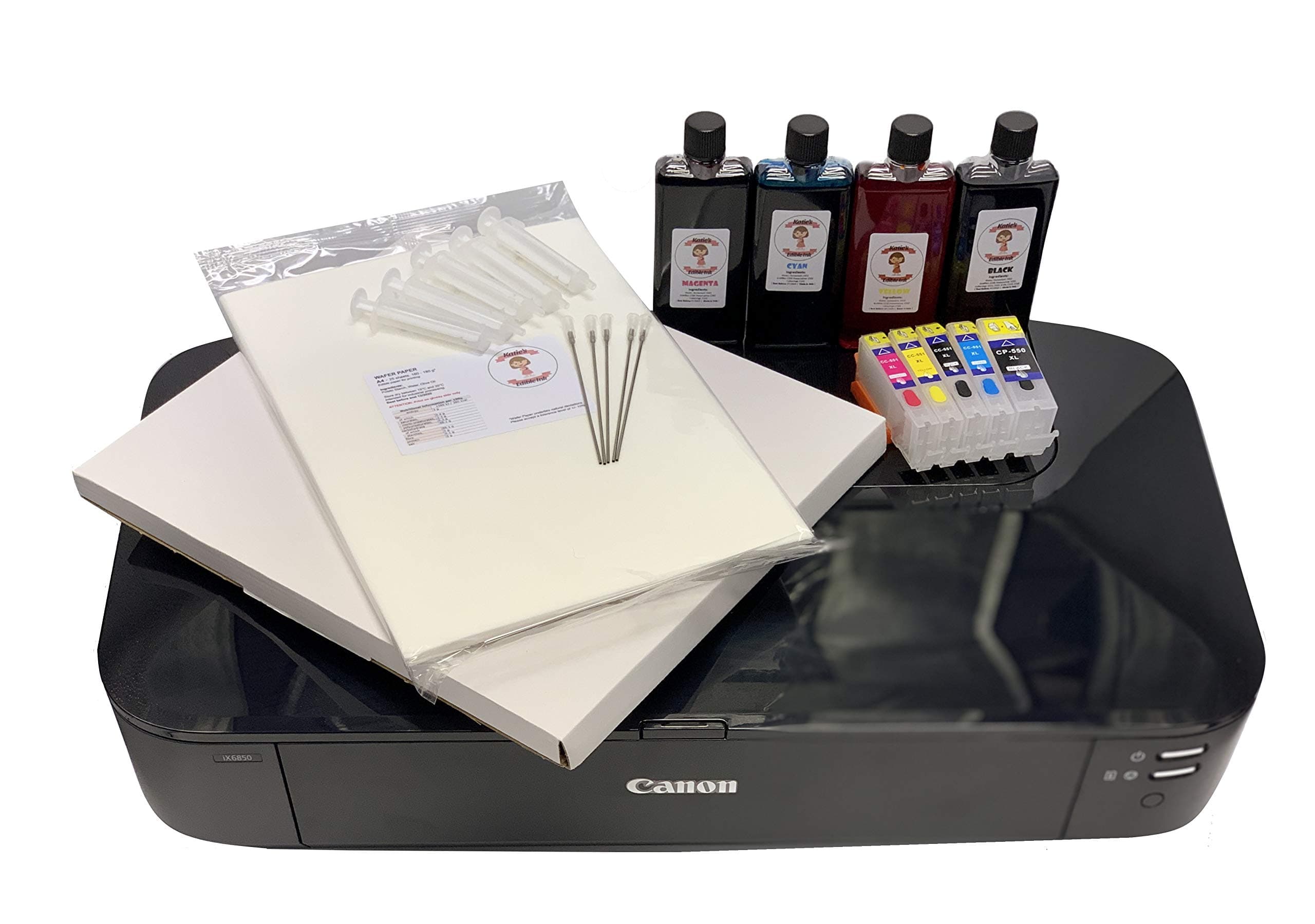A3 Printer Kit - Edible Ink Cartridges Compatible With Canon WiFi iX6850- Edible Ink-Wafer Paper-Icing Sheets -All Included - Also A Free Printer Cleaning System