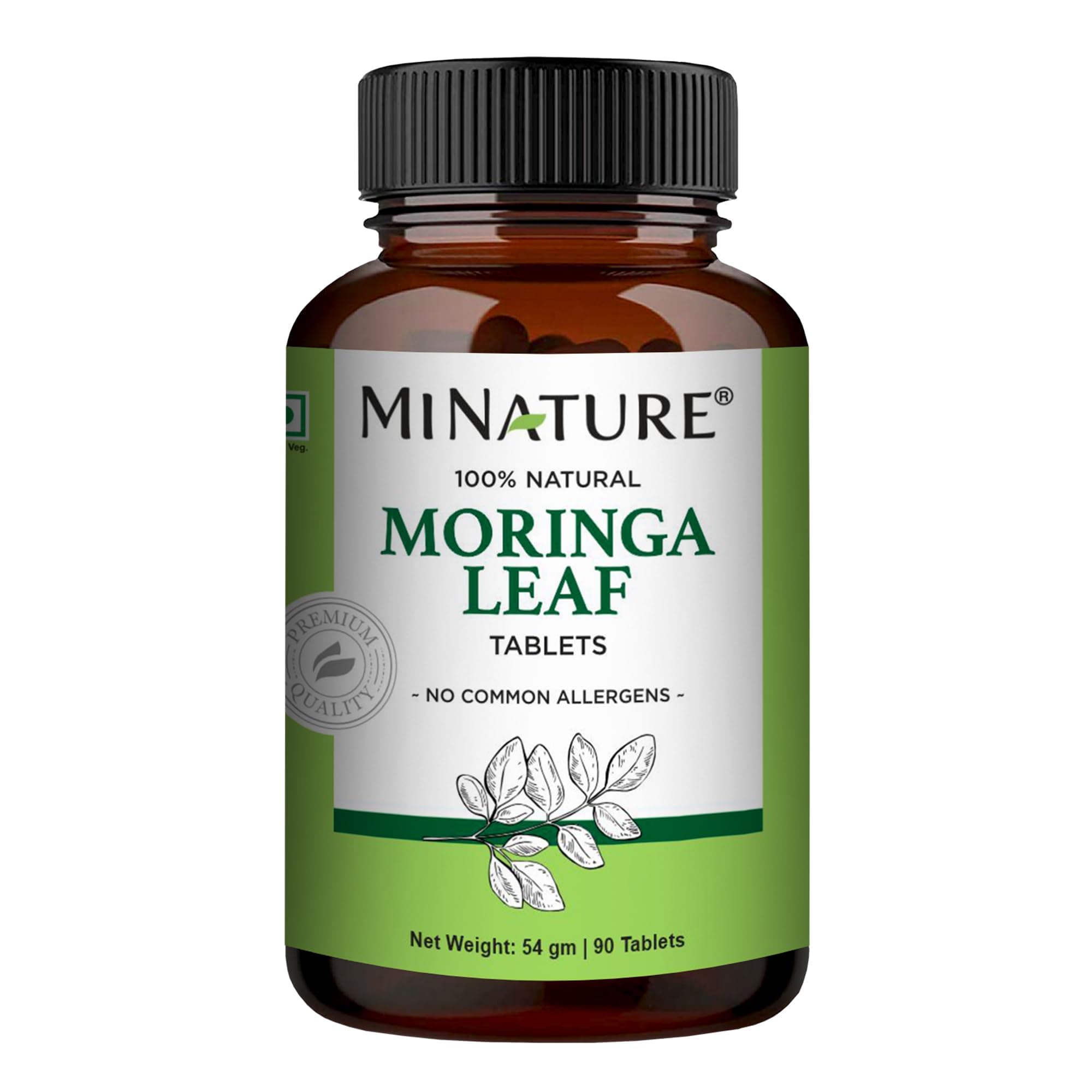 Moringa Leaf Tablets - 90 Tablets, 1000 mg| by mi Nature | 100% Natural Moringa| Antioxidant| Hydrating and detoxifying |Green superfood | from India