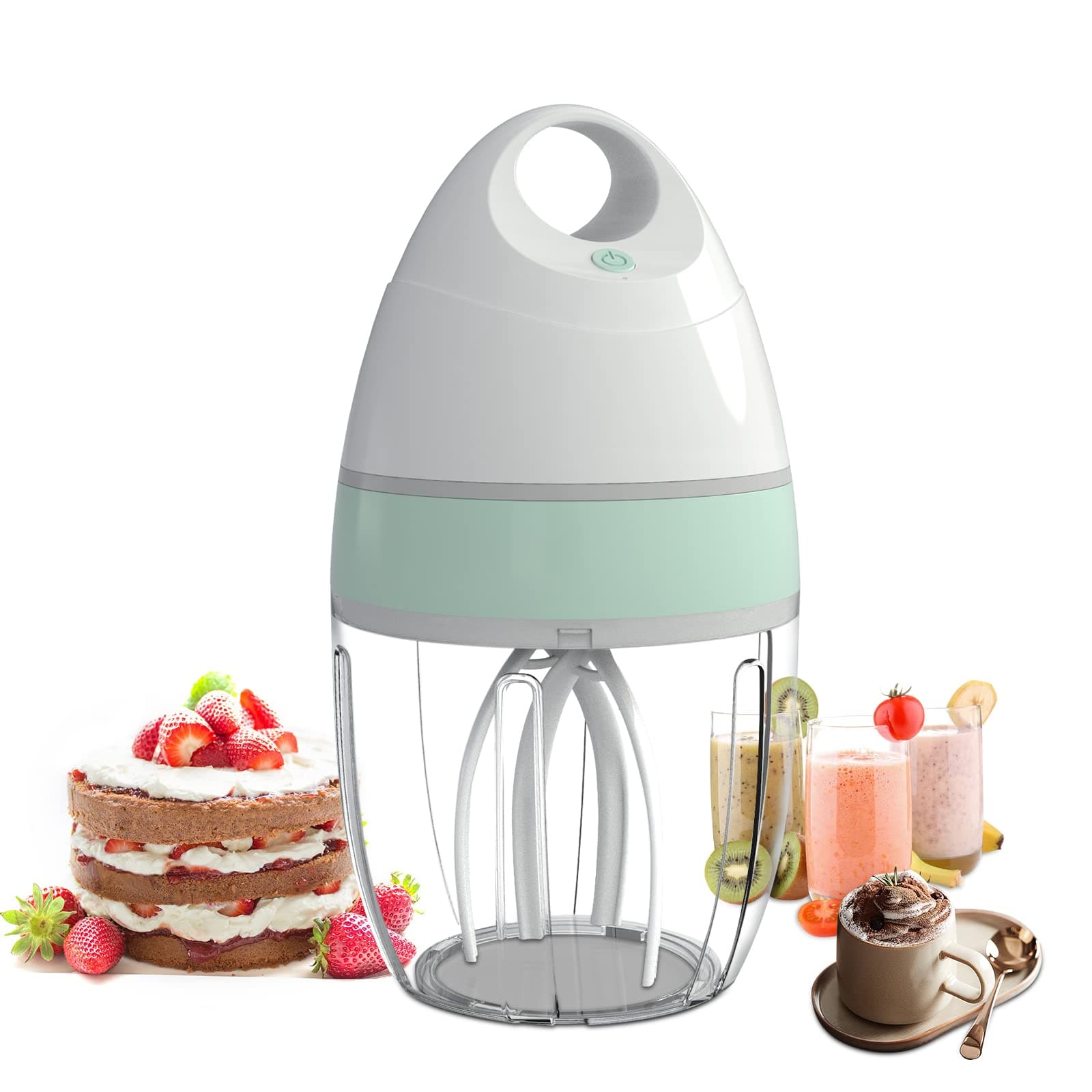 MIGECON Electric Egg Stand Mixer Milk Frother Hands-free Mixer Electric Whisk Drink Mixer for Food Whipping,Whisk Egg White,Cake Mixer, Chocolate Milk Mixer 900ml