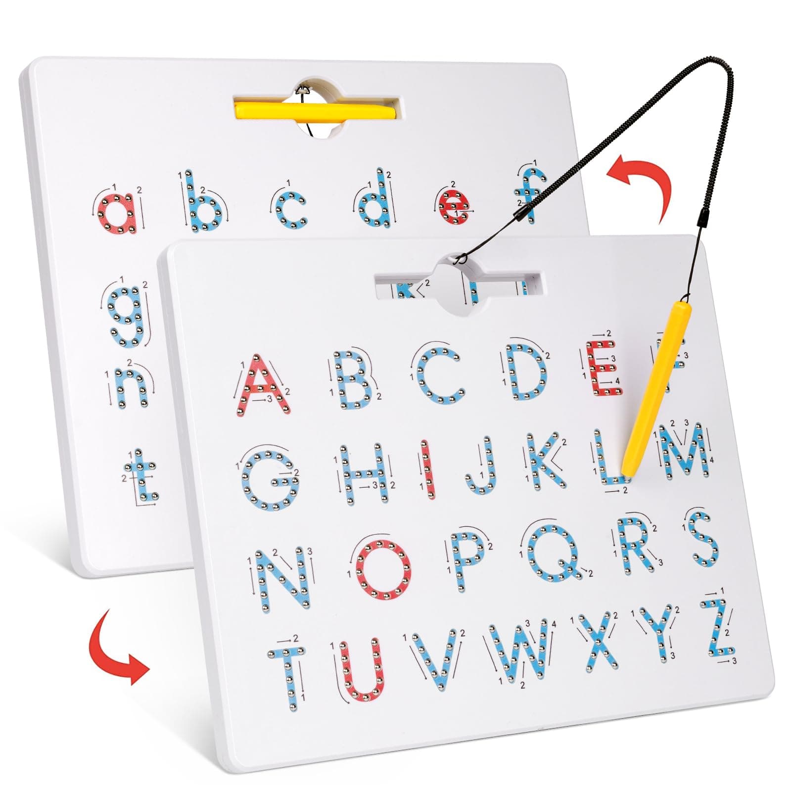 Double Sided Magnetic Letter Board - 2 in 1 Alphabet Magnets Tracing Board for Toddlers ABC Letters Uppercase & Lowercase Practicing Learning Education Toys