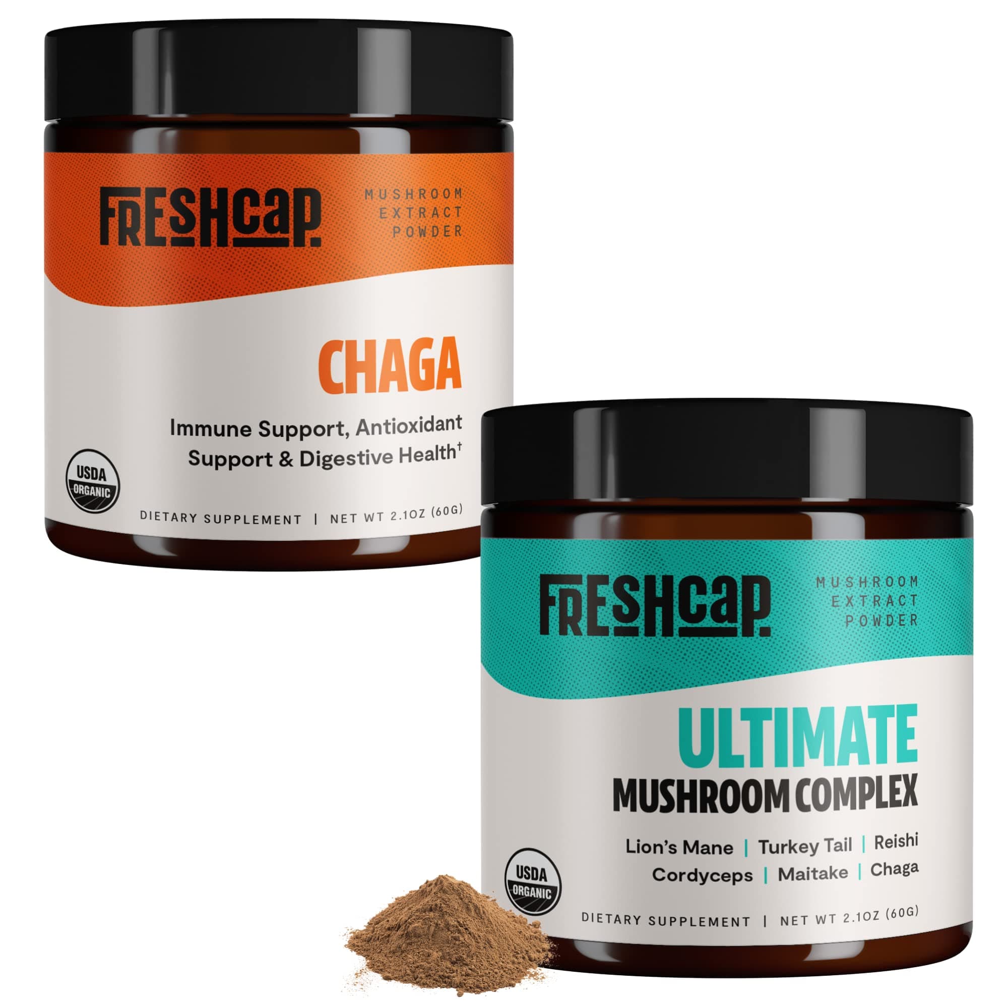 FreshCap MushroomsAntioxidant Bundle (Chaga Mushroom Powder and Ultimate Mushroom Complex Powder)