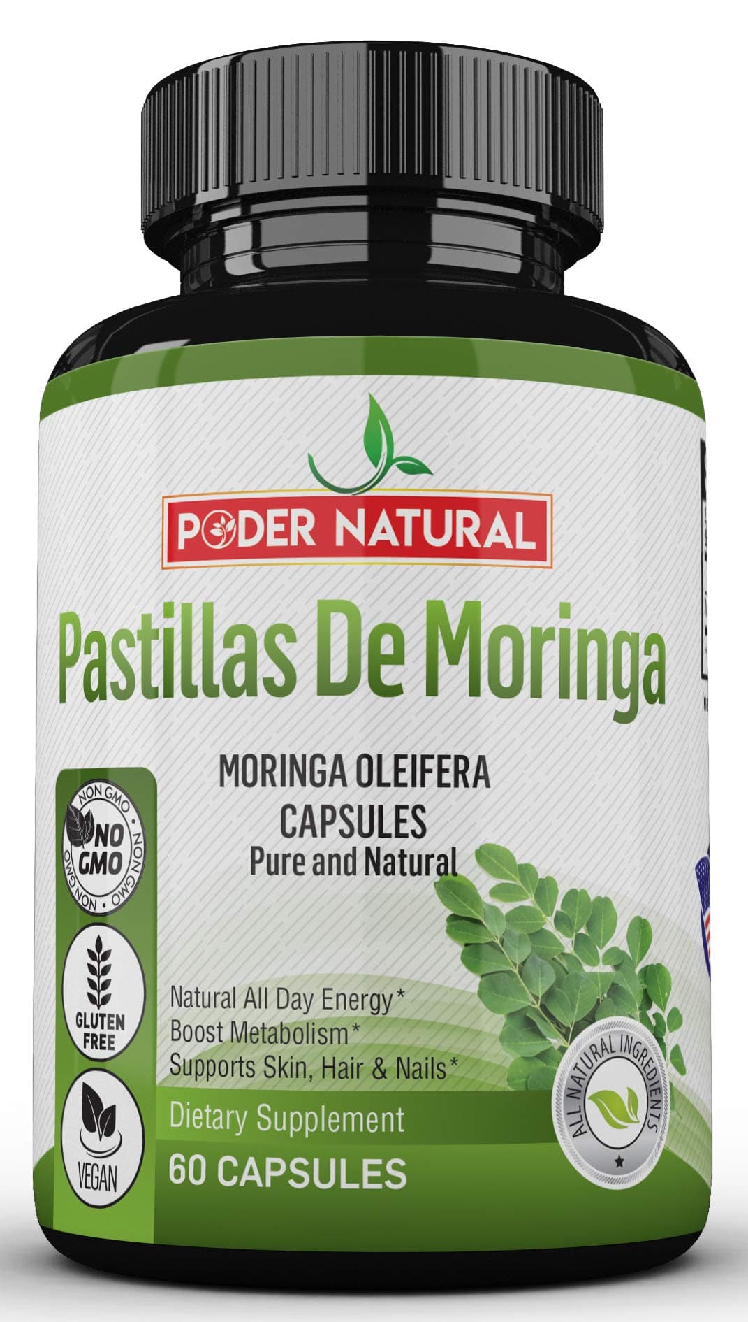 Pastillas De Moringa para Adelgazar Natural - Fuente de Vitaminas, Minerales Y Proteina Completa - 60 Capsulas