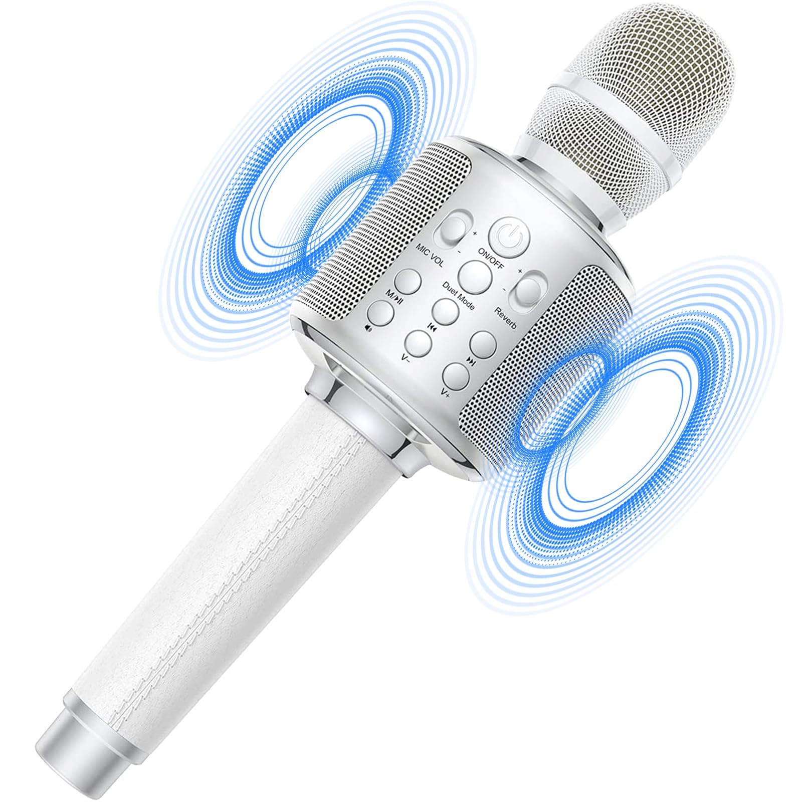XZL Bluetooth Karaoke Microphone for Kids & Adults, Wireless Rechargeable Mic with Built-in Stereo Speaker, Echo｜Duet Mode｜Recording｜Music Playback, Premium Leather Handle, Portable Storage Case