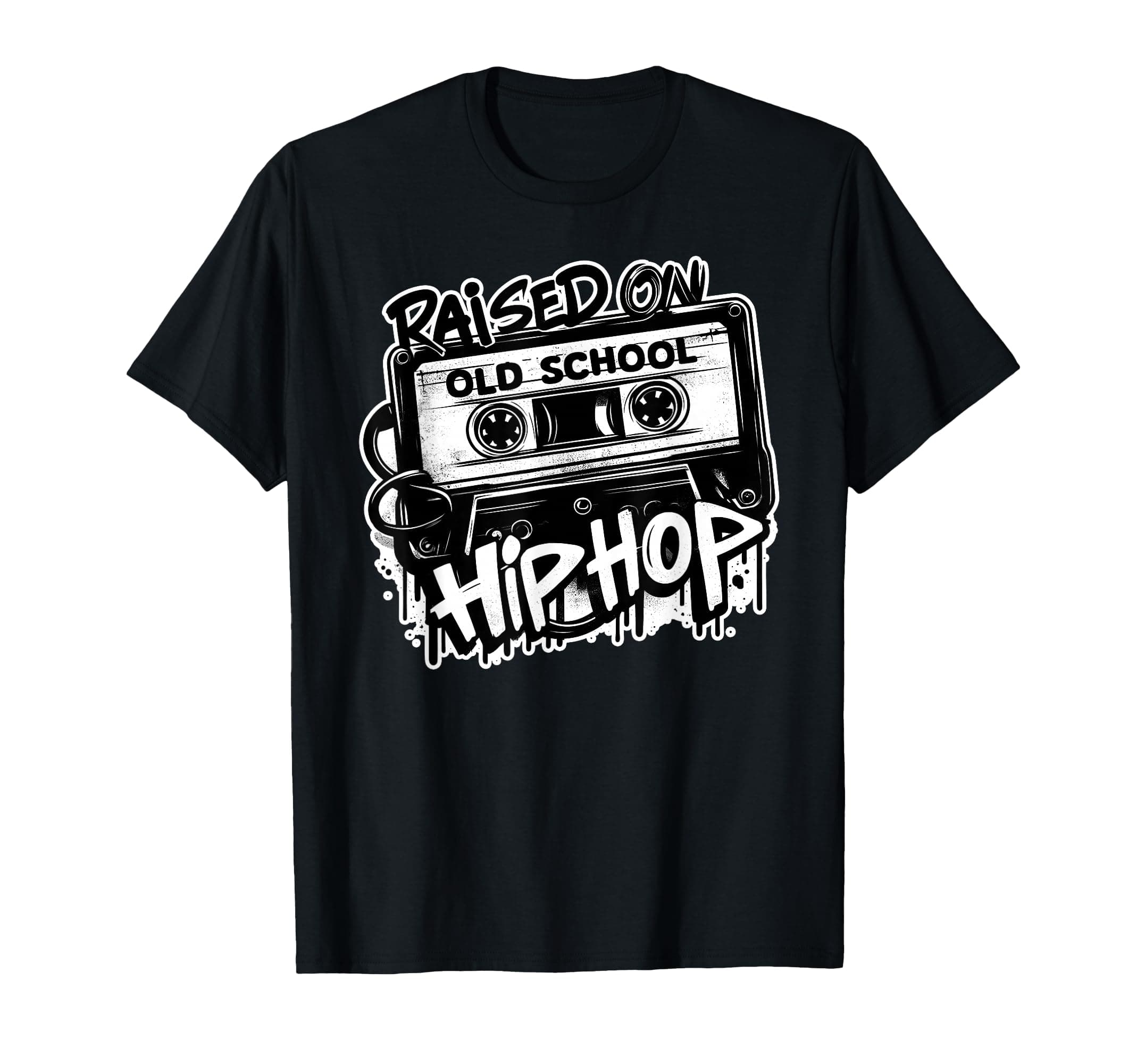 Raised ON Old School Hip HOP 80s 90s Cassette Graffiti T-Shirt