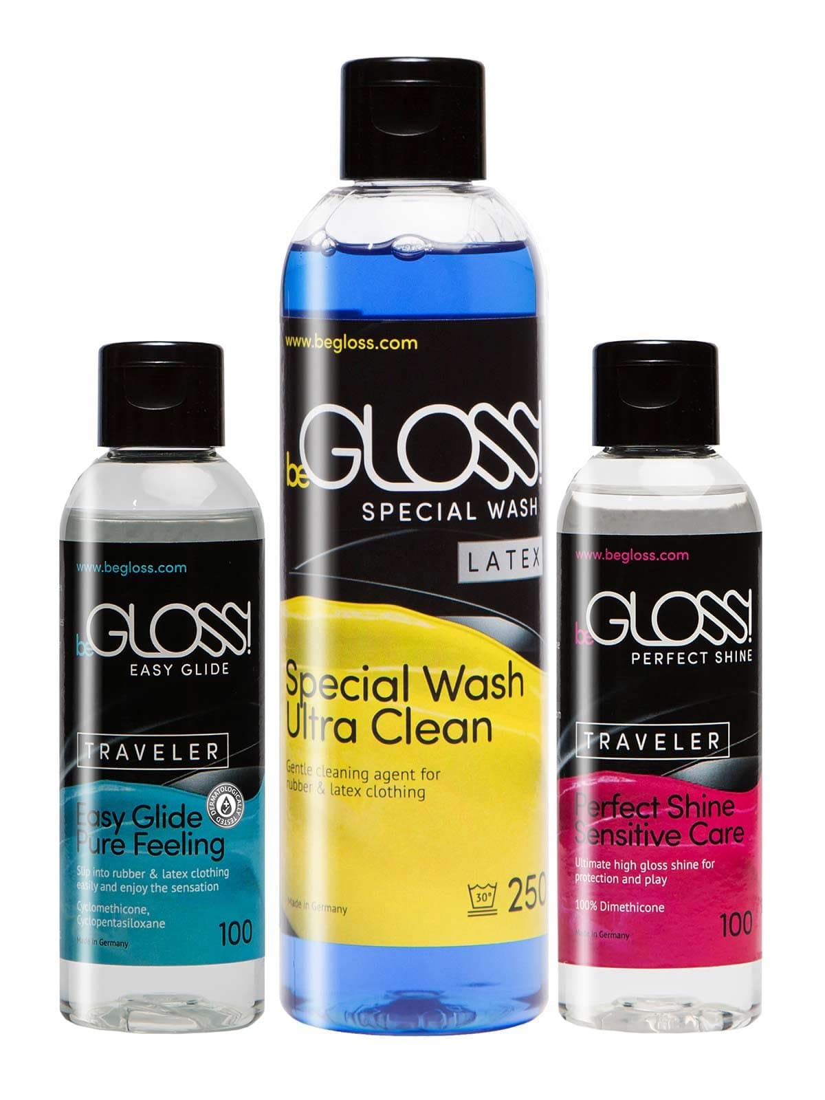 Perfect Shine 100 - Easy Glide 100 - Special Wash 250 Combo - for Latex Clothing