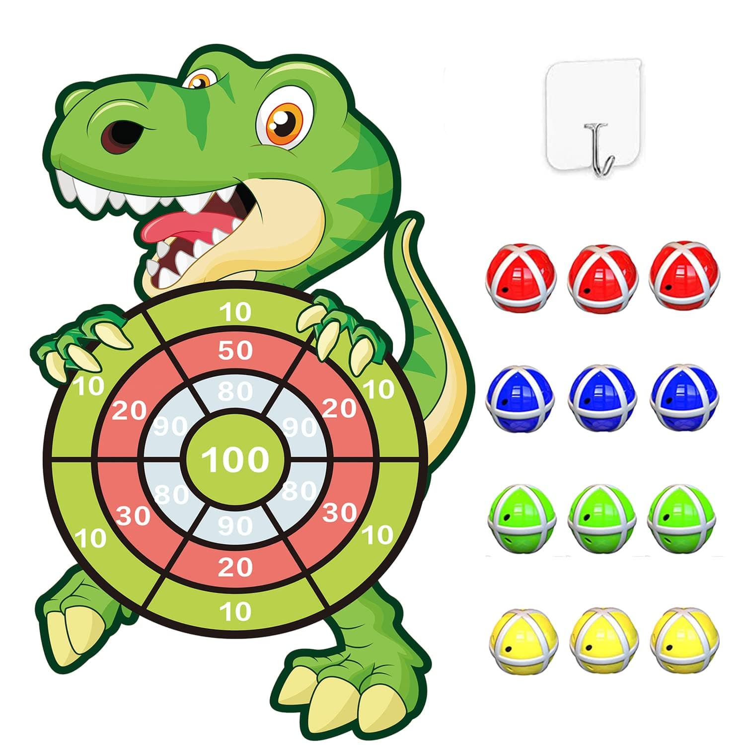 Toys for Age 3-12,30" Dinosaur Toys for Boys Kids Toy Dart Board Kids with 12 Sticky Balls Gifts for 3 4 5 6 7 8 10 Year Old Boys Kids Birthday Presents for 3 4 5 6 7 8 9 10 Year Olds Garden Games