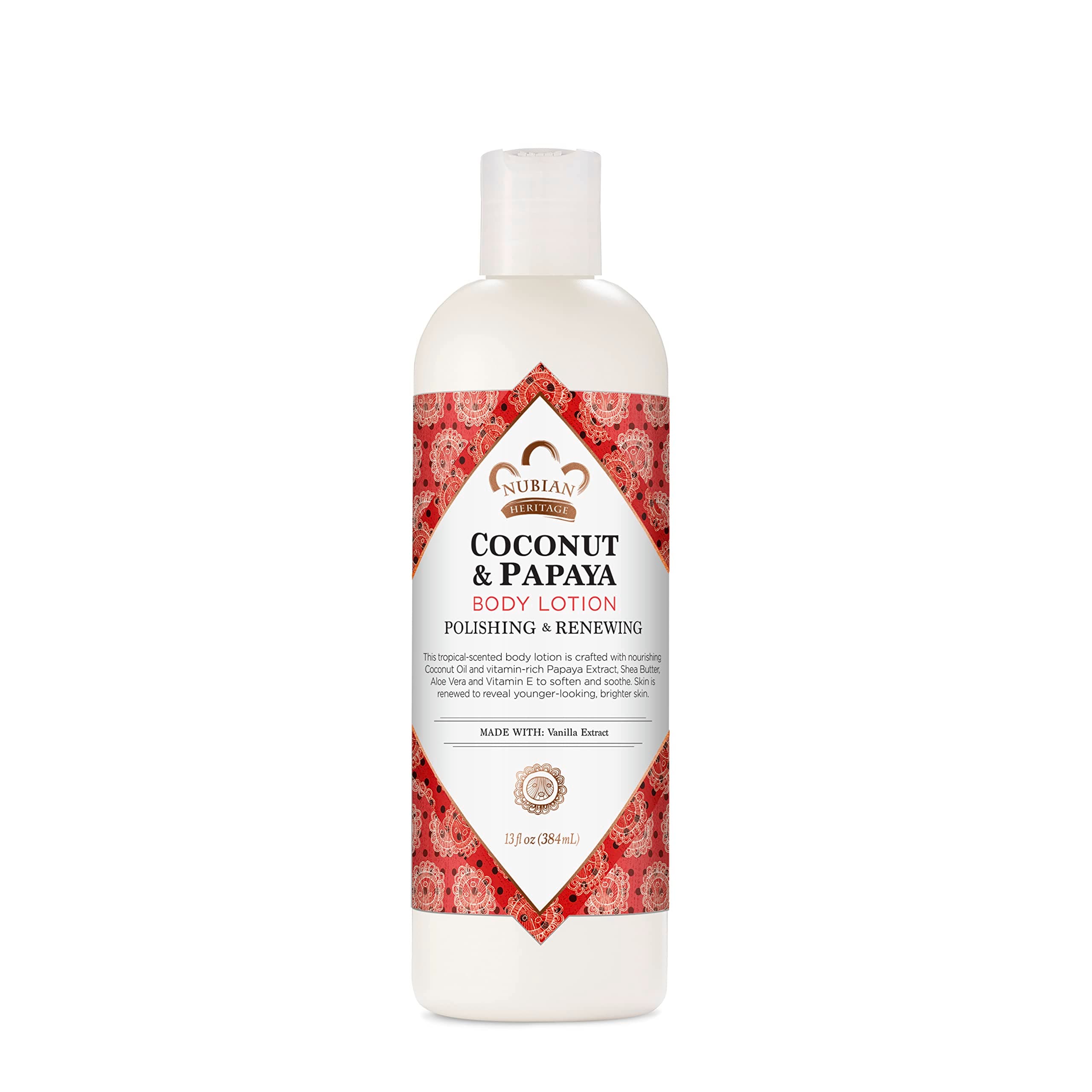 Nubian Heritage Body Lotion For Dry Skin Coconut and Papaya Paraben Free, 13 Ounce