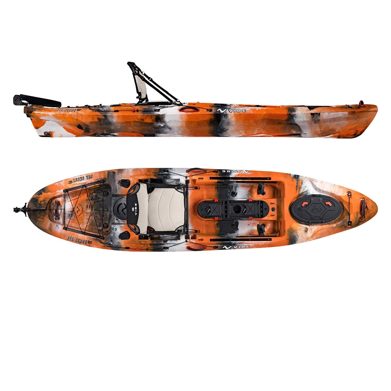 Vibe Kayaks Sea Ghost 110 11 Foot Angler Sit On Top Fishing Kayak with Adjustable Hero Comfort Seat & Transducer Port + Rod Holders + Storage + Rudder System Included