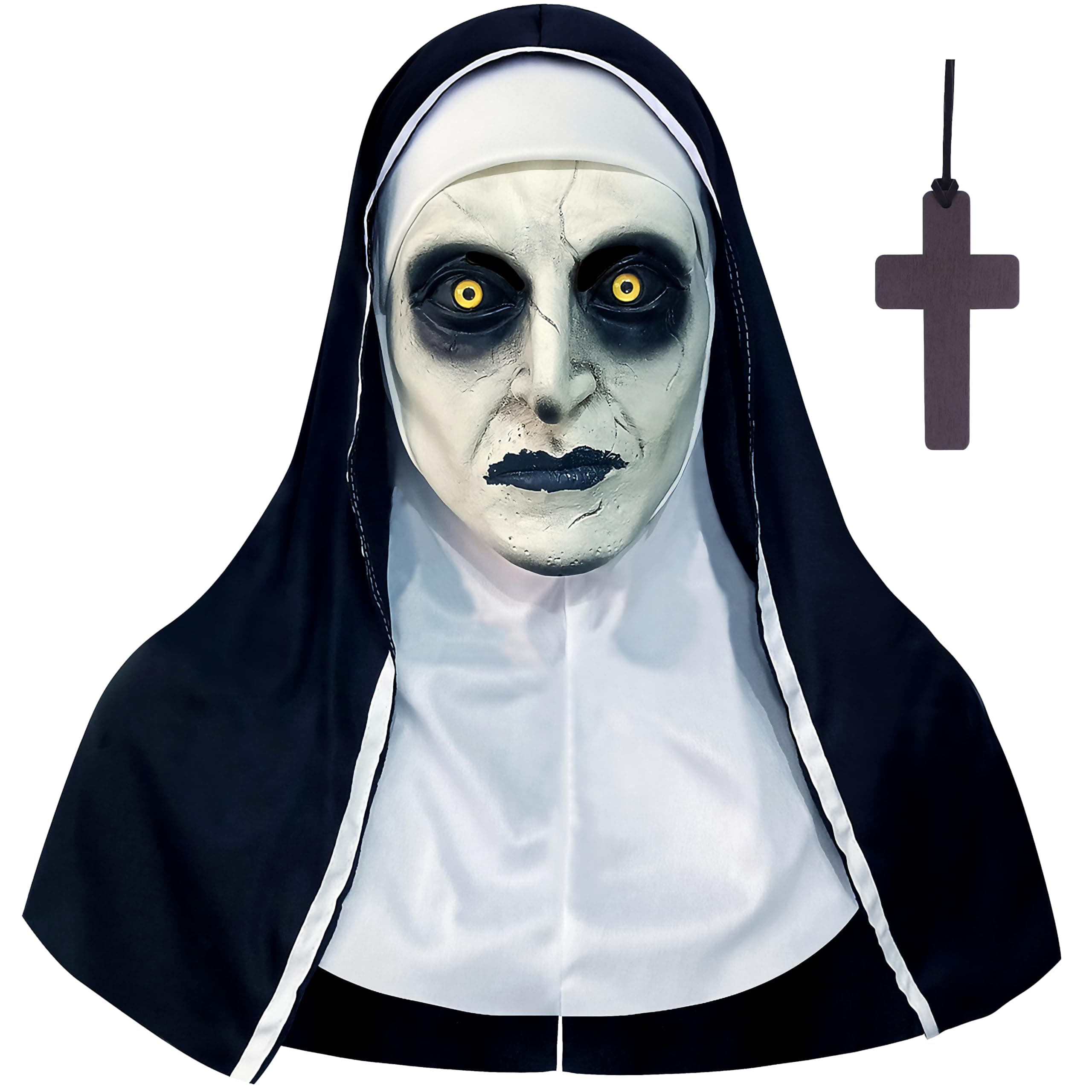 Scary Nun Mask Halloween Mask Nun Costume Creepy Latex Mask for Women Adults for Cosplay Costume Props