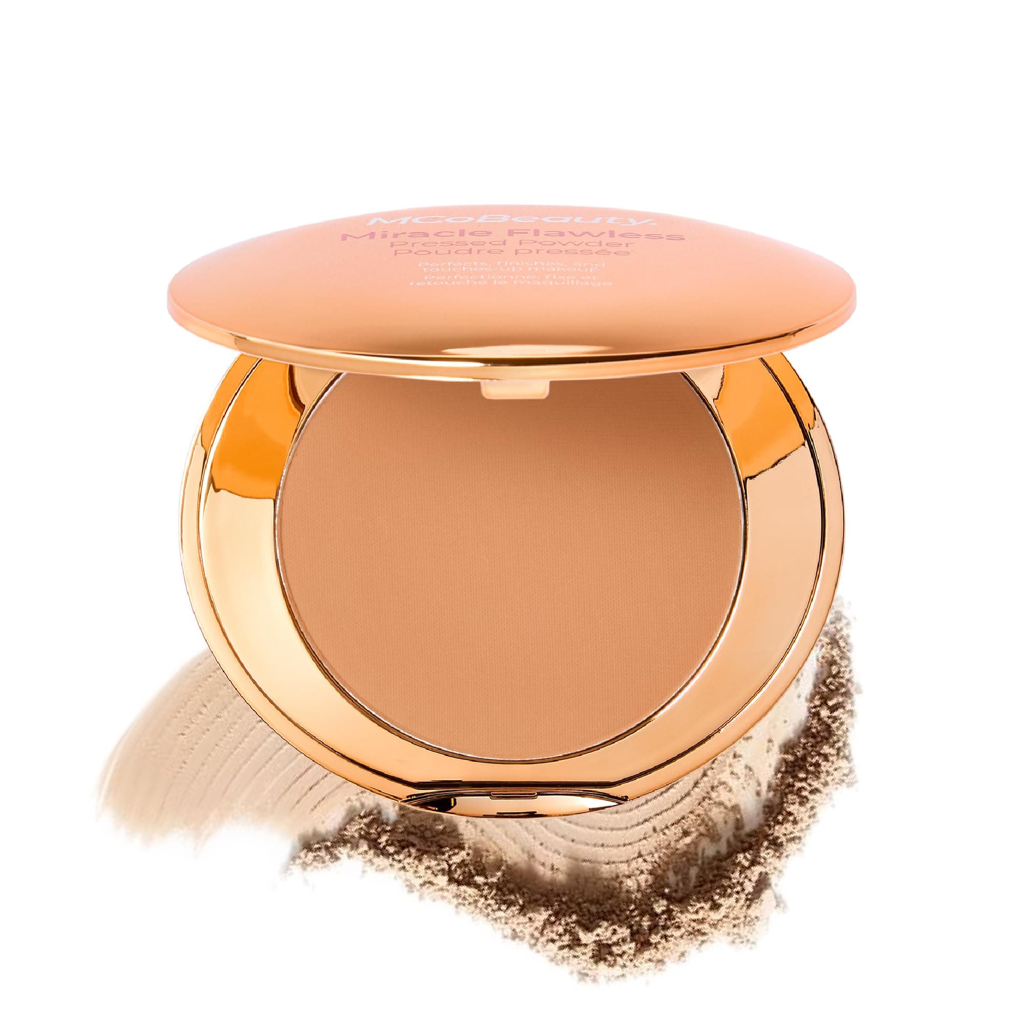 MCoBeauty Miracle Flawless Pressed Powder - 2 Natural Medium - Soft Focus Blurring, Finishing & Setting Powder - Face Makeup Compact with Rose Flower Extract Sweet Almond Oil - Vegan & Cruelty Free