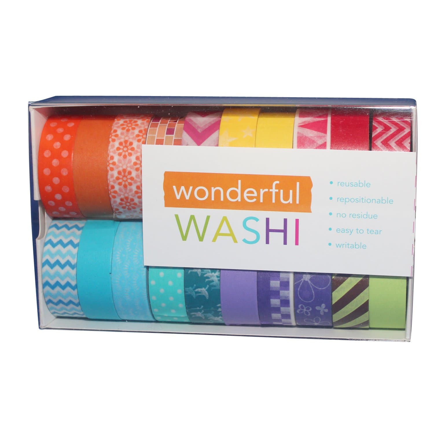 Wonderful Washi Japanese Decorative Paper Craft Tape - Bright Collection (Set of 20 Rolls) Extra Long (32 feet!)