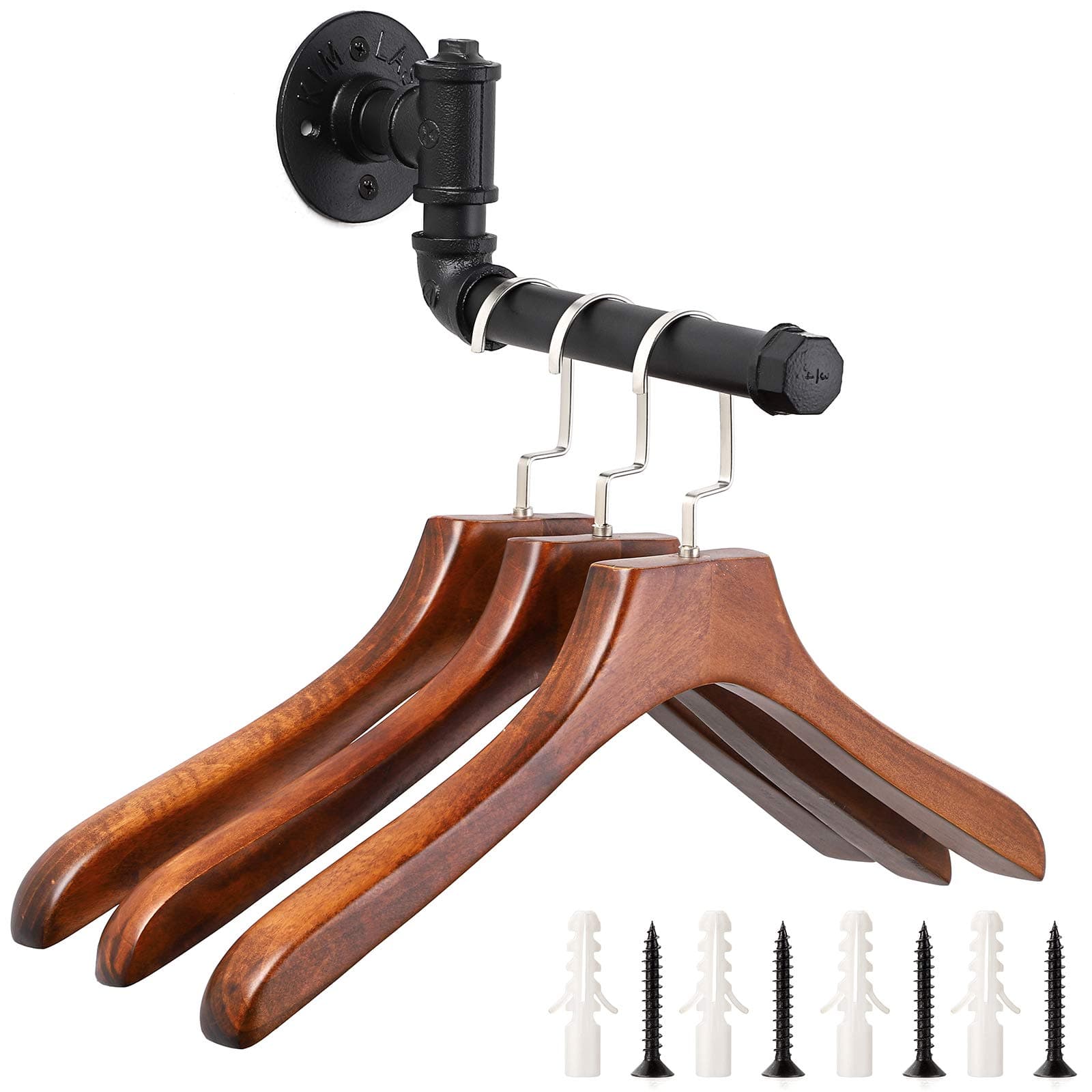BTSKY Rustic State Industrial Wall Mount Pipe Hanger Holder Rack Clothes Bar ...