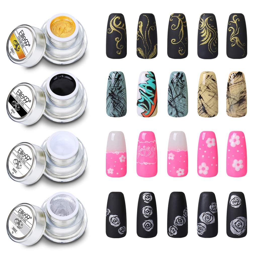 Gel Nail Polish 3D Painting Nail Gel Soak Off UV LED 4PCS DIY Manicure Nail Art Decoration 8g