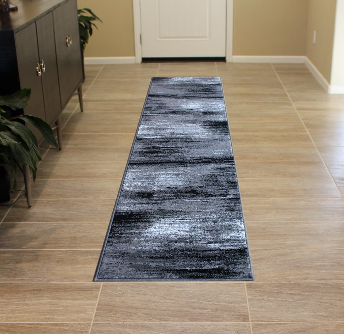 Masada Rugs, Modern Contemporary Runner Area Rug, Grey Black White (2 Feet X 7 Feet, Grey) Runner