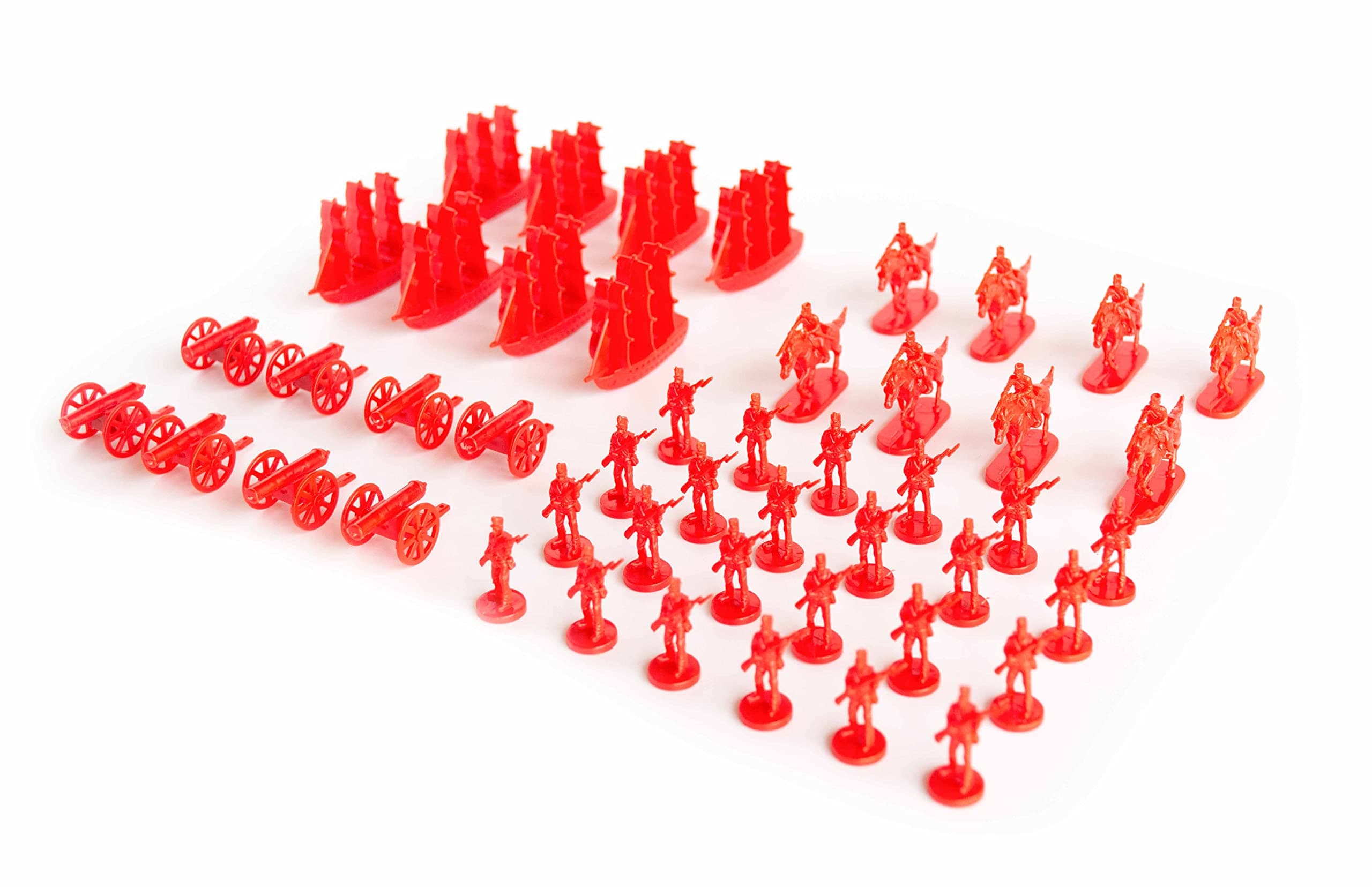 Morrison Games Napoleonic & Civil War Military Miniatures (Red): Plastic Toy Soldiers Set: Infantry, Cavalry, Artillery, Ships