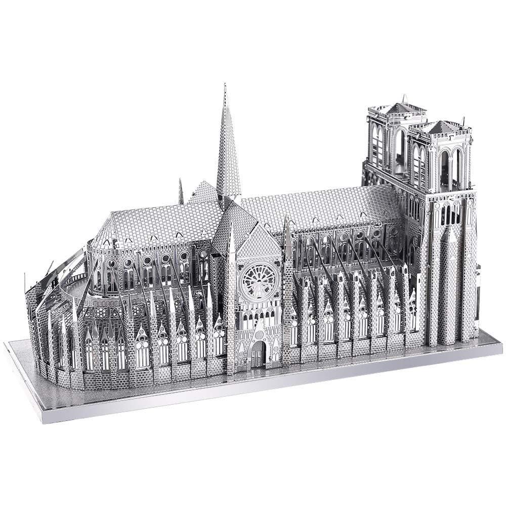 Piececool3D Metal Puzzle for Adults, Notre Dame De Paris Church Metal Model Kit, French Cathedral Architecture Building Kits, Great Birthday Gifts (Silver)