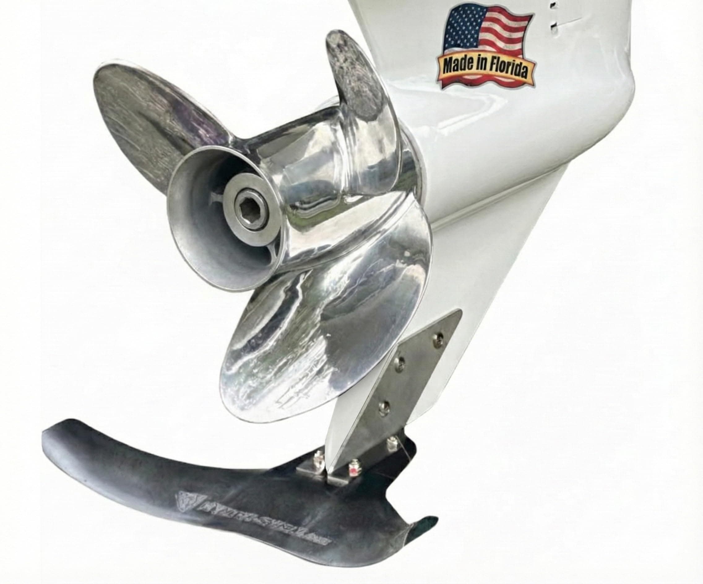 L-35 Hydrofoil Boat Stabilizer for 100+ HP Motors - Skeg-Mounted Thermoplastic Shield with Stainless Steel Mounting Bracket - Large Size Fin for Boats 18 Feet and Greater