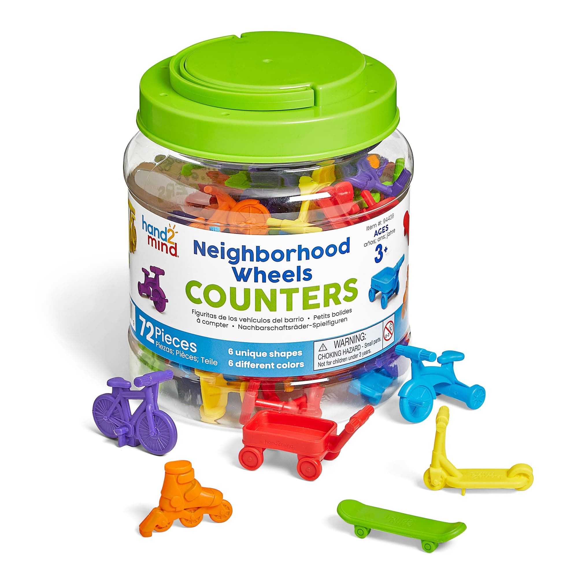 Learning Resources Neighbourhood Wheels Counters, Classroom Maths Counters for Kids, Counting, Matching, Sorting, Patterning, Tub of 72, Ages 3+