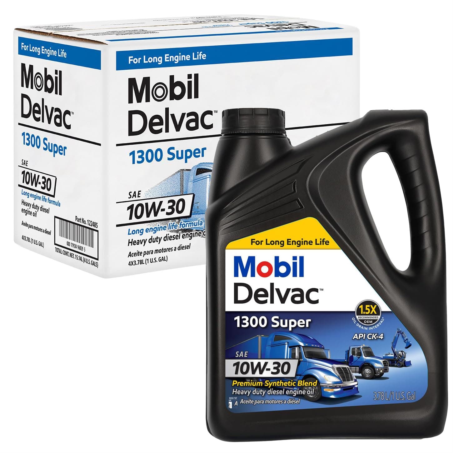 Mobil Delvac 122485 1300 Super HD Diesel Oil 10W-30 4 Gal Case