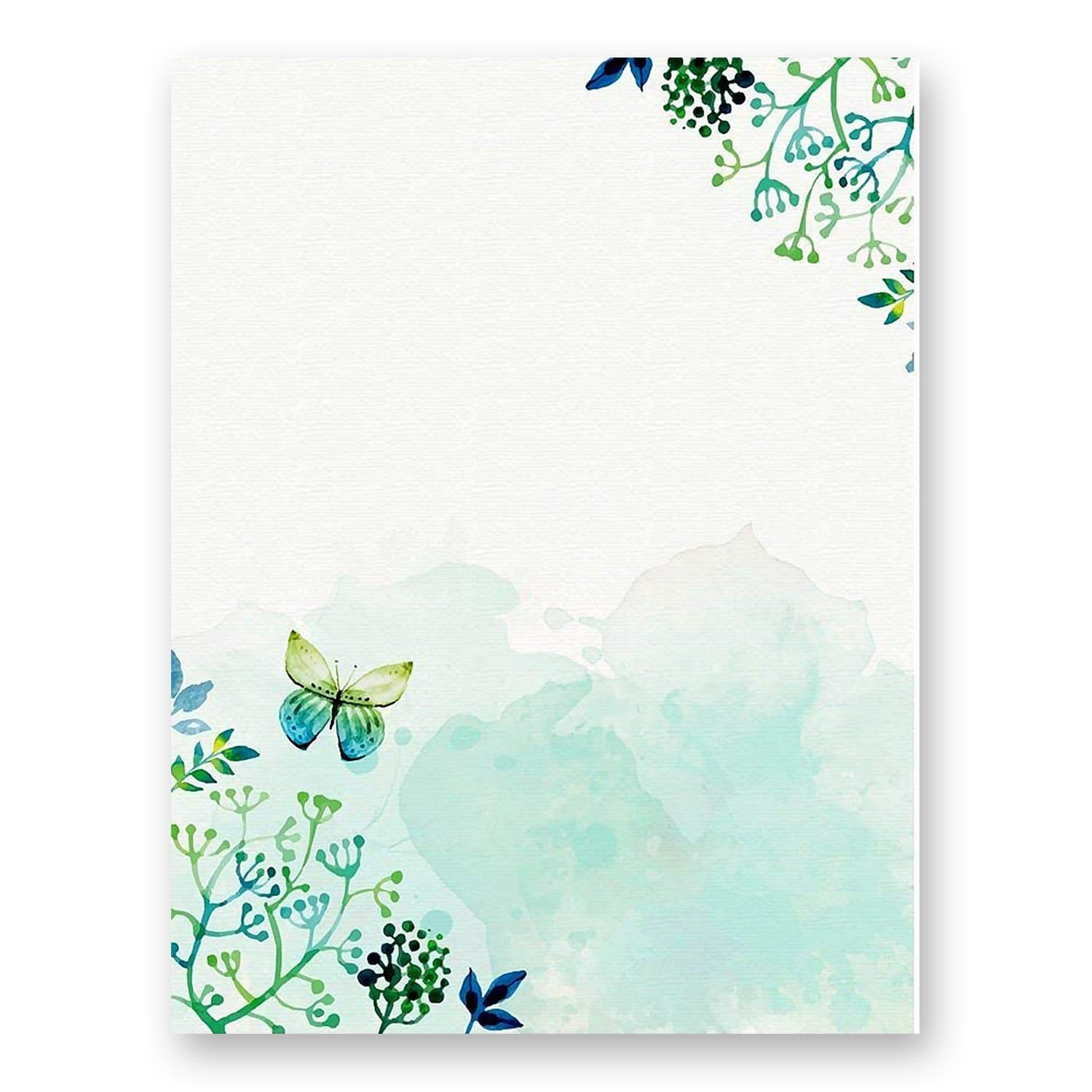 100 Stationery Paper - Cute Floral Designs for Writing Letters, Notes, and Invitations - Perfect for Bridal Shower, Birthdays, Engagement Party, Anniversary, Wedding, VIP and Other Occasions - Seaweed